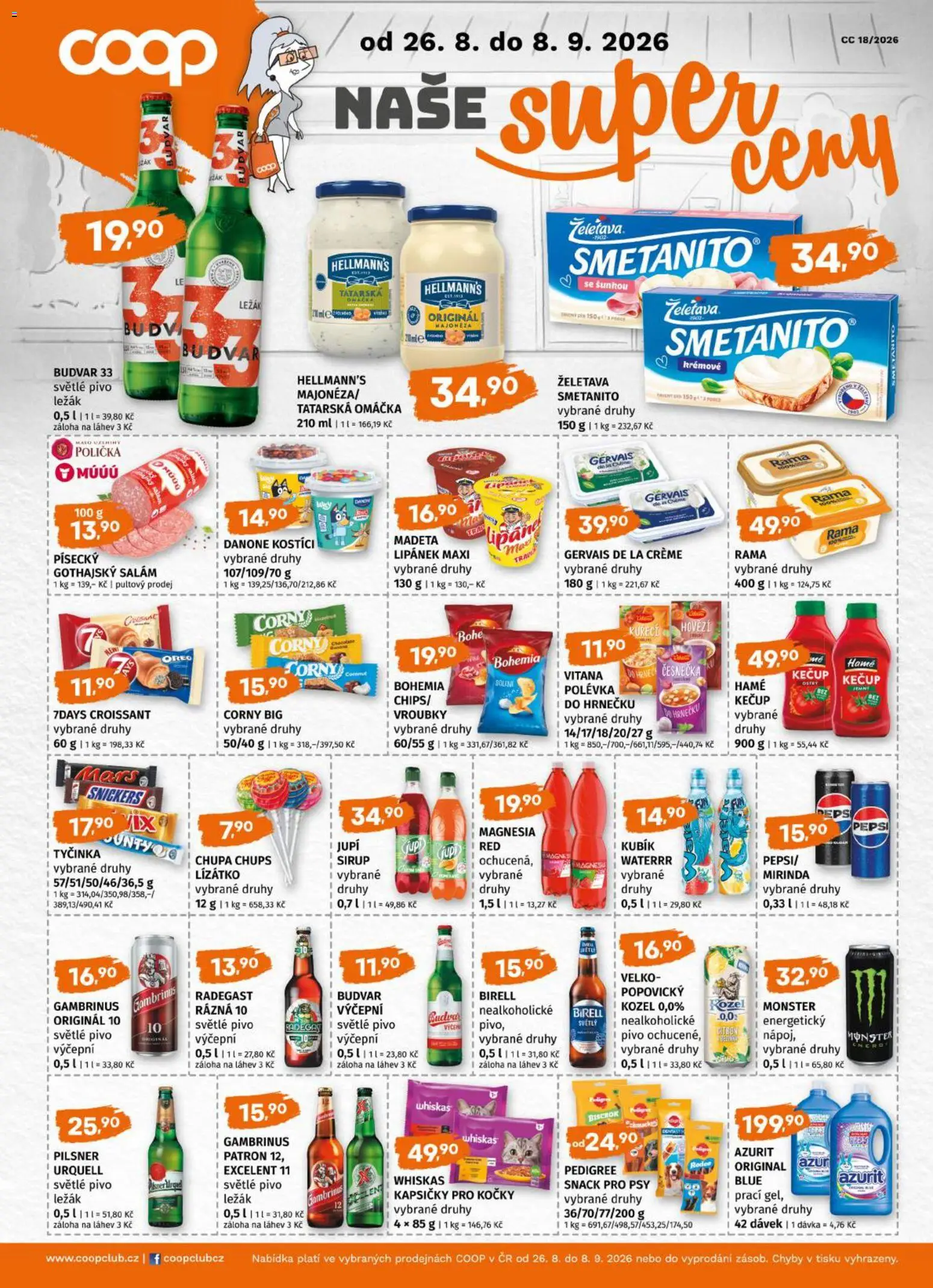Trefa leták od 26.08.2026 | Strana: 9 | Produkty: Budvar, Birell, Gervais, Majonéza