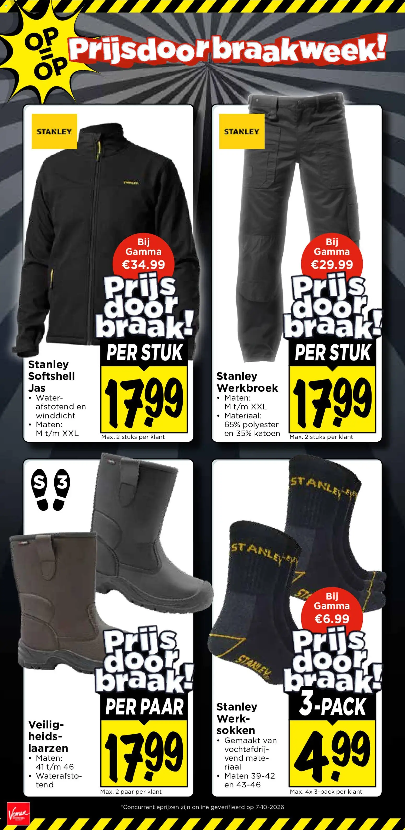 {H1} | Pagina: 9 | Producten: Sokken, Laarzen, Werkbroek, Water