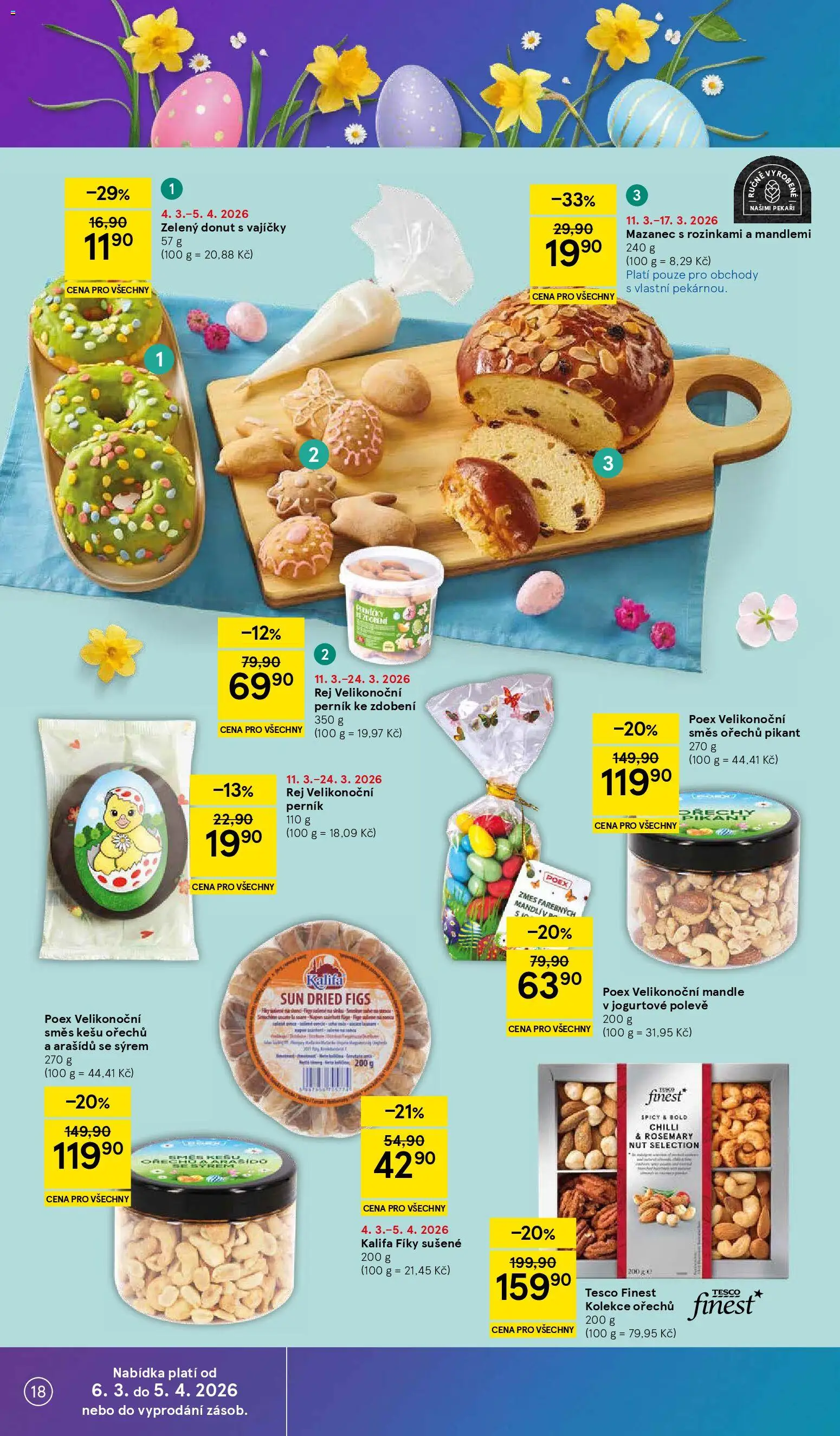 Tesco leták - Hypermarket od 11.03.2026 | Strana: 18 | Produkty: Finest, Perník, Směs ořechů, Mandle