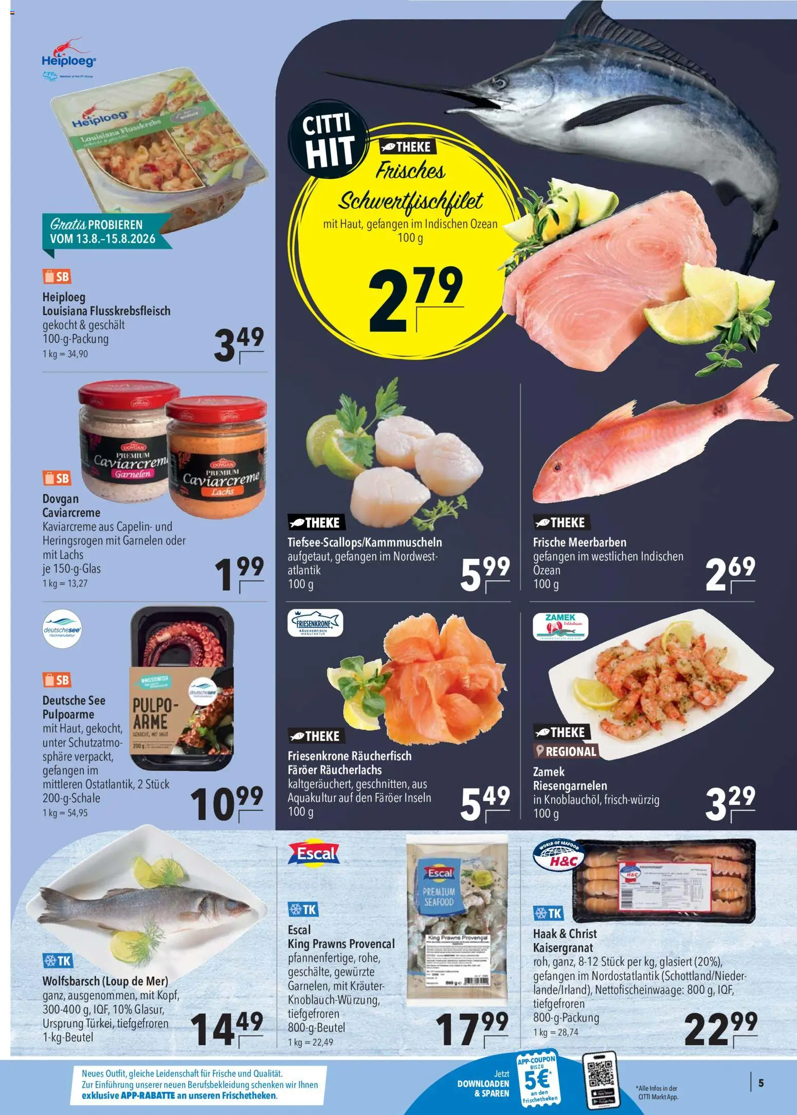 CITTI Markt Prospekt – gültig ab 12.08.2026 | Seite: 5 | Produkte: Theke, Garnelen, Lachs, Räucherlachs