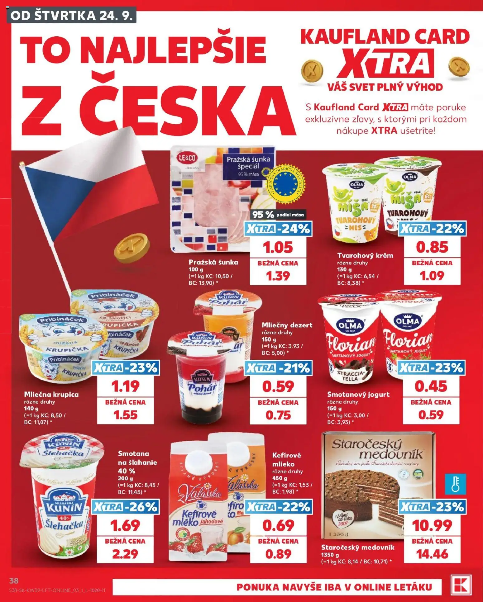 Nové Kaufland akcie – leták je platný od 24.09.2026 | Strana: 38 | Produkty: Jogurt, Šunka, Krém, Tvarohový krém