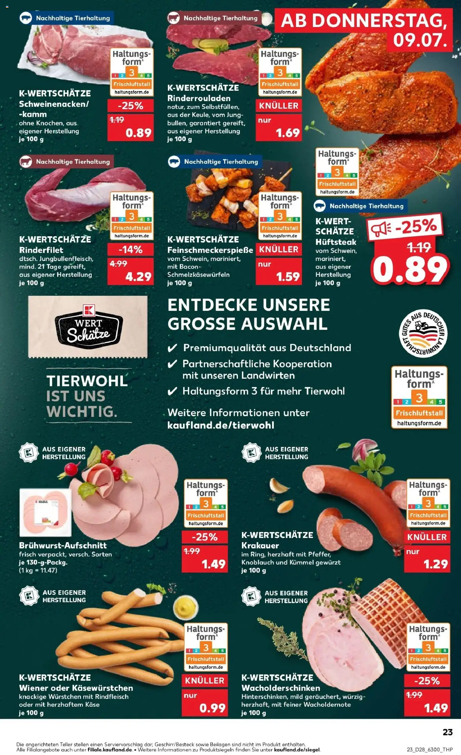 Kaufland Prospekt Wetzlar – gültig ab 09.07.2026 | Seite: 23 | Produkte: Rinderrouladen, Käse, Rinderfilet, Rindfleisch