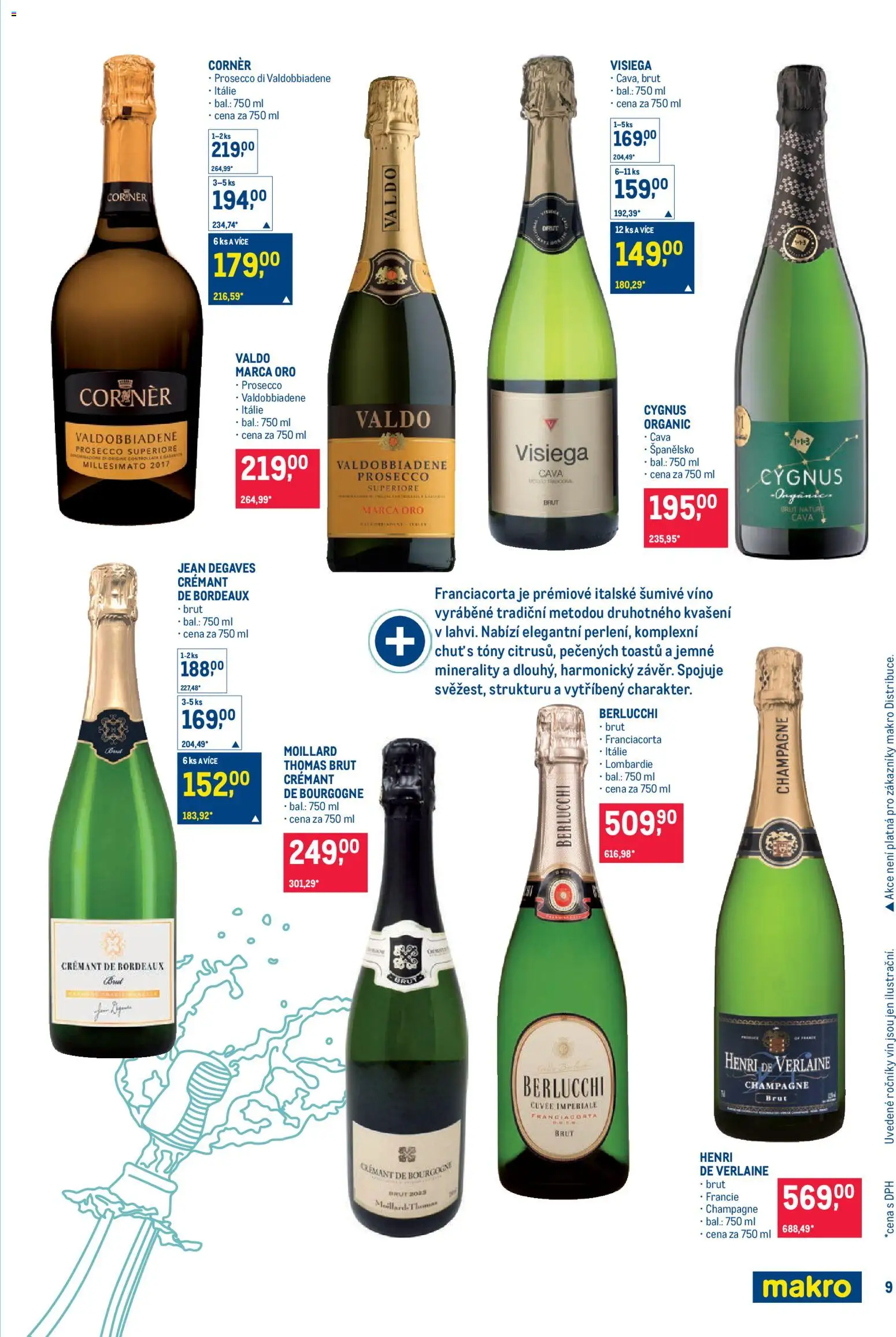 Makro leták - Pro milovníky jídla od 03.06.2026 | Strana: 9 | Produkty: Prosecco, Šumivé víno, Víno, Champagne