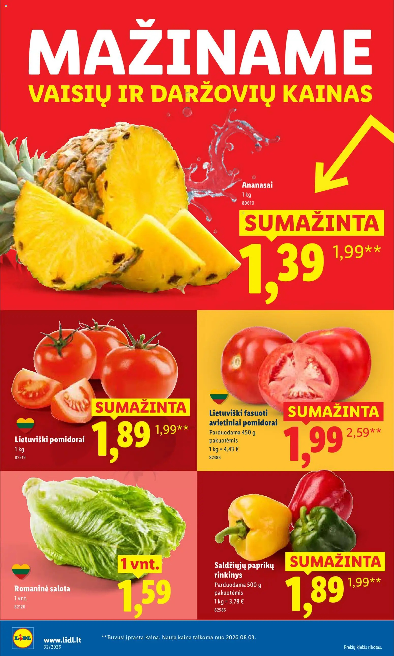 LIDL akcijos nuo 2026.08.03 | Puslapis: 2 | Prekių: Salota, Pomidorai, Ananasai