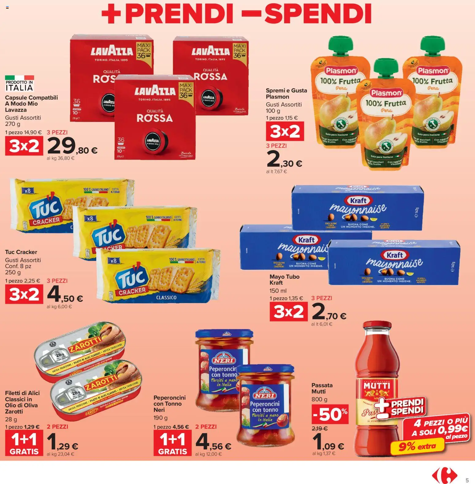 Volantino Carrefour del 13/07/2026 | Pagina: 5 | Prodotti: Tubo, Pera, Mutti, Alici