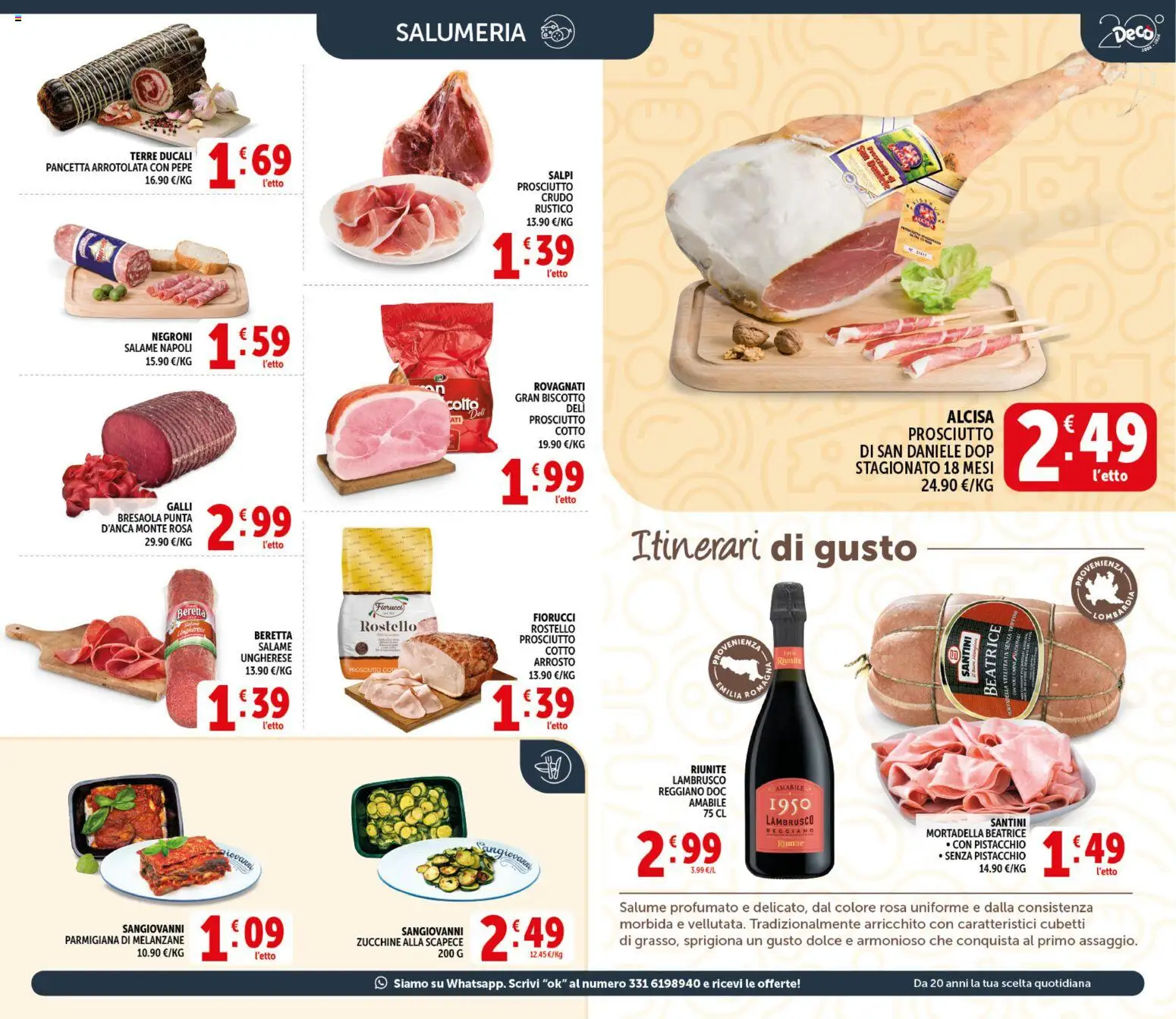 Volantino Decò del 20.05.2026 | Pagina: 3 | Prodotti: Prosciutto Crudo, Salame, Melanzane, Zucchine