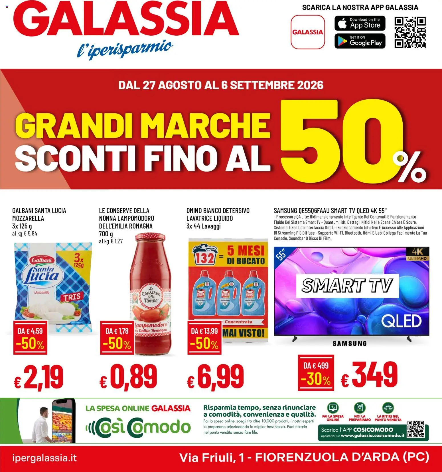 Volantino Galassia del 27/08/2026 | Pagina: 1 | Prodotti: smart TV, The, Disco, USB