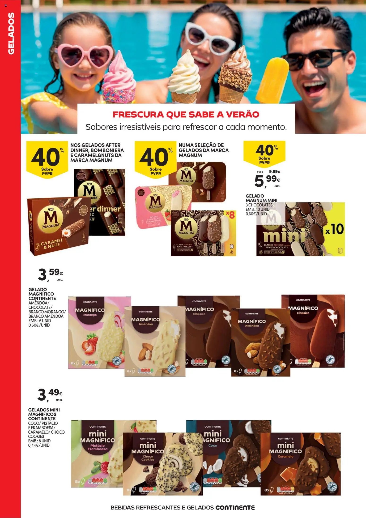 Continente Bebidas Refrescantes e Gelados │ válido de 23/06/2026 | Página: 12 | Produtos: Chocolates, Gelado, Chocolate