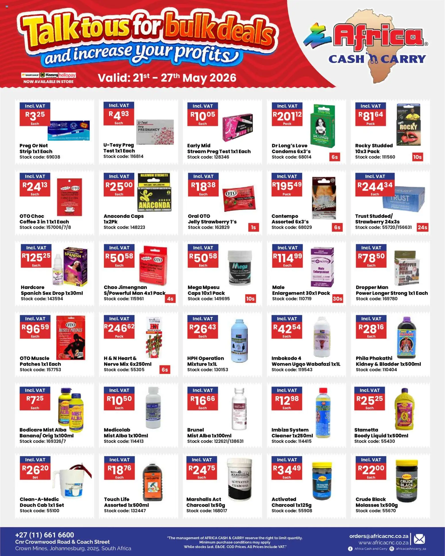 New Africa Cash & Carry catalogue – valid from 21.05.2026 | Page: 21 | Products: Coffee, Stock