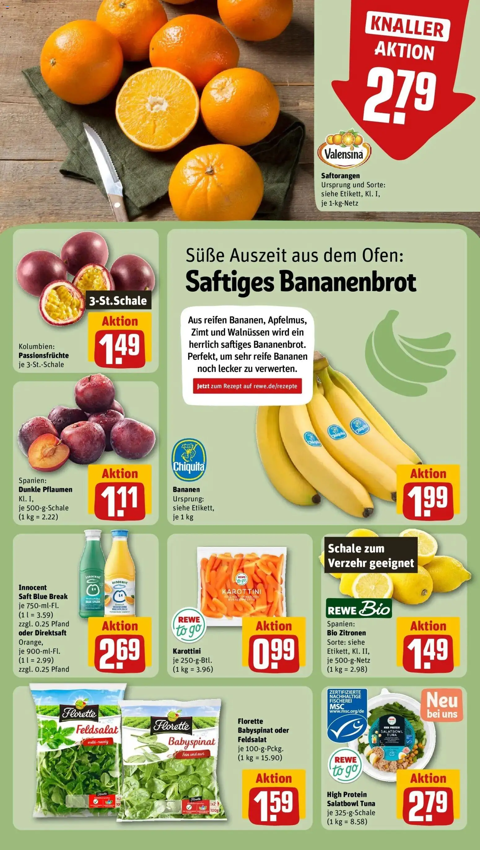REWE Prospekt ab 12.10.2026 zum Blättern » Angebote | Seite: 4 | Produkte: Ofen, Pflaumen, Bananen, Saft