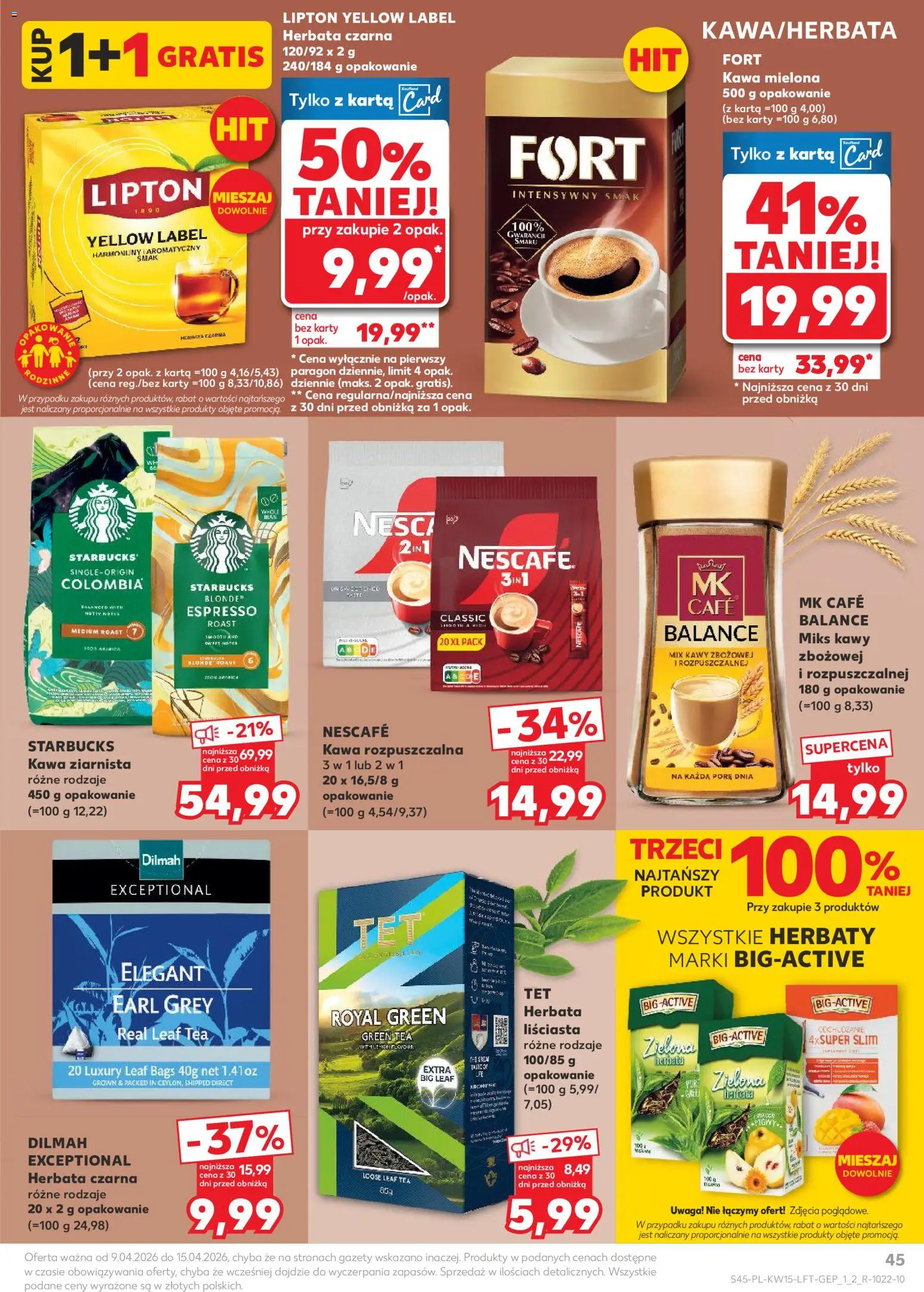 Kaufland gazetka od 09.04.2026 | Strona: 45 | Produkty: Nescafe, Kawa ziarnista, Kawa, Herbata