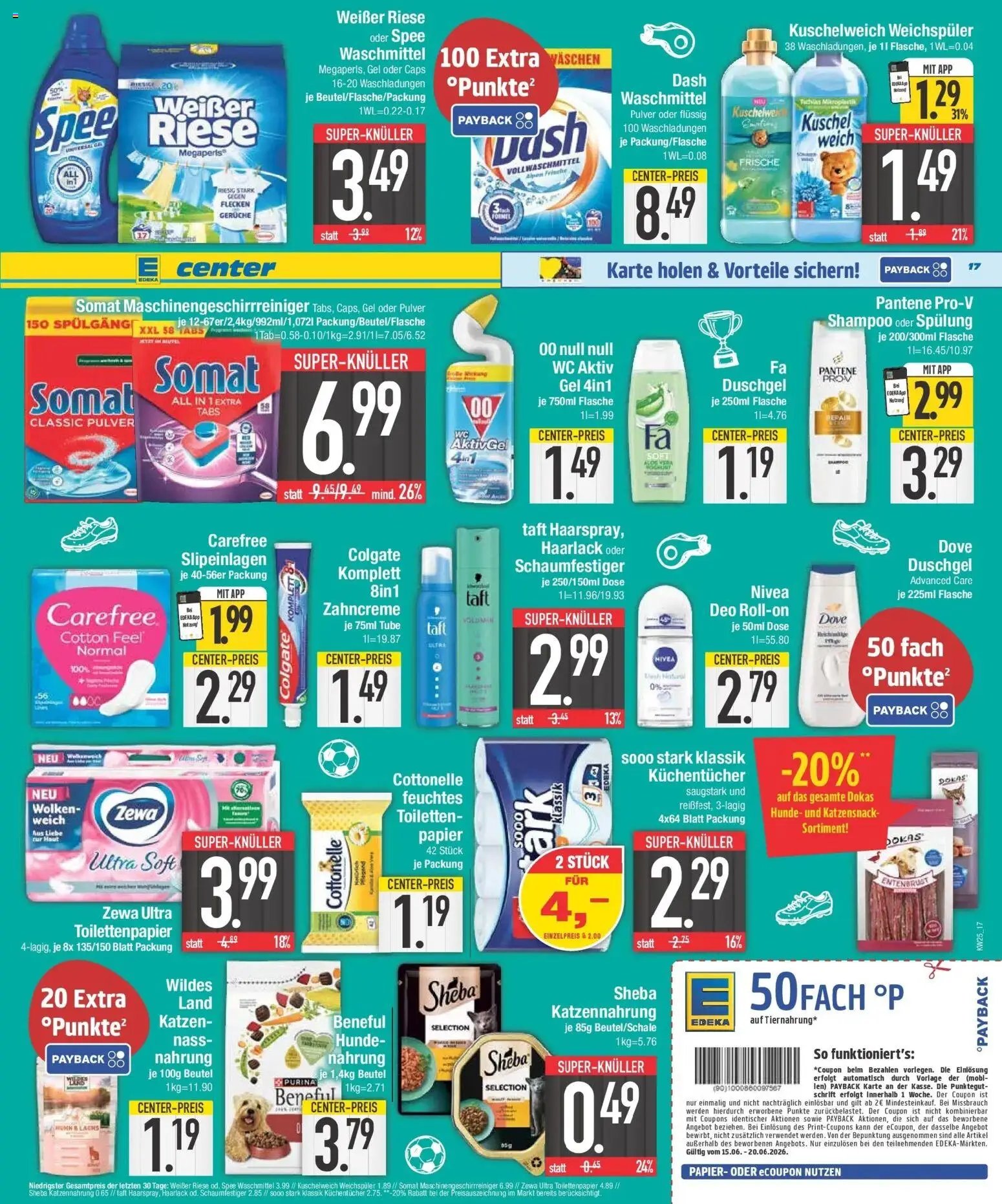 E center Prospekt Neuburg An Der Donau – gültig ab 15.06.2026 | Seite: 17 | Produkte: Zewa, Spülung, Lachs, Weichspüler