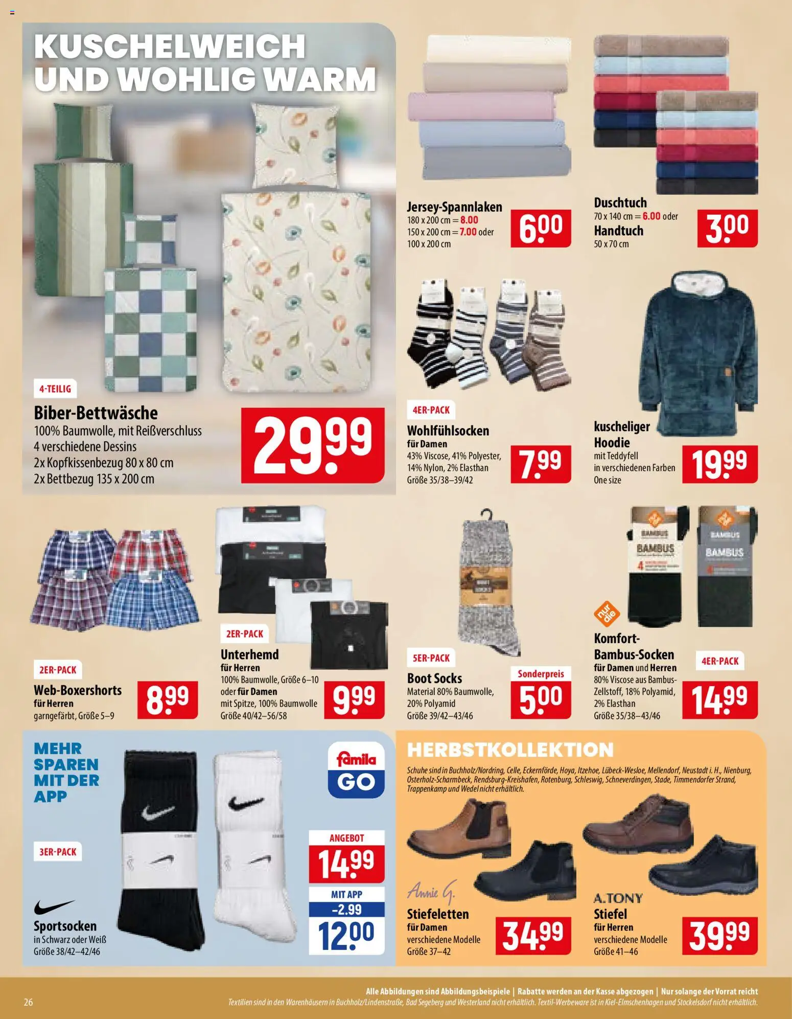 Famila Prospekt – gültig ab 14.09.2026 | Seite: 26 | Produkte: Unterhemd, Hoodie, Bad, Kuschelweich