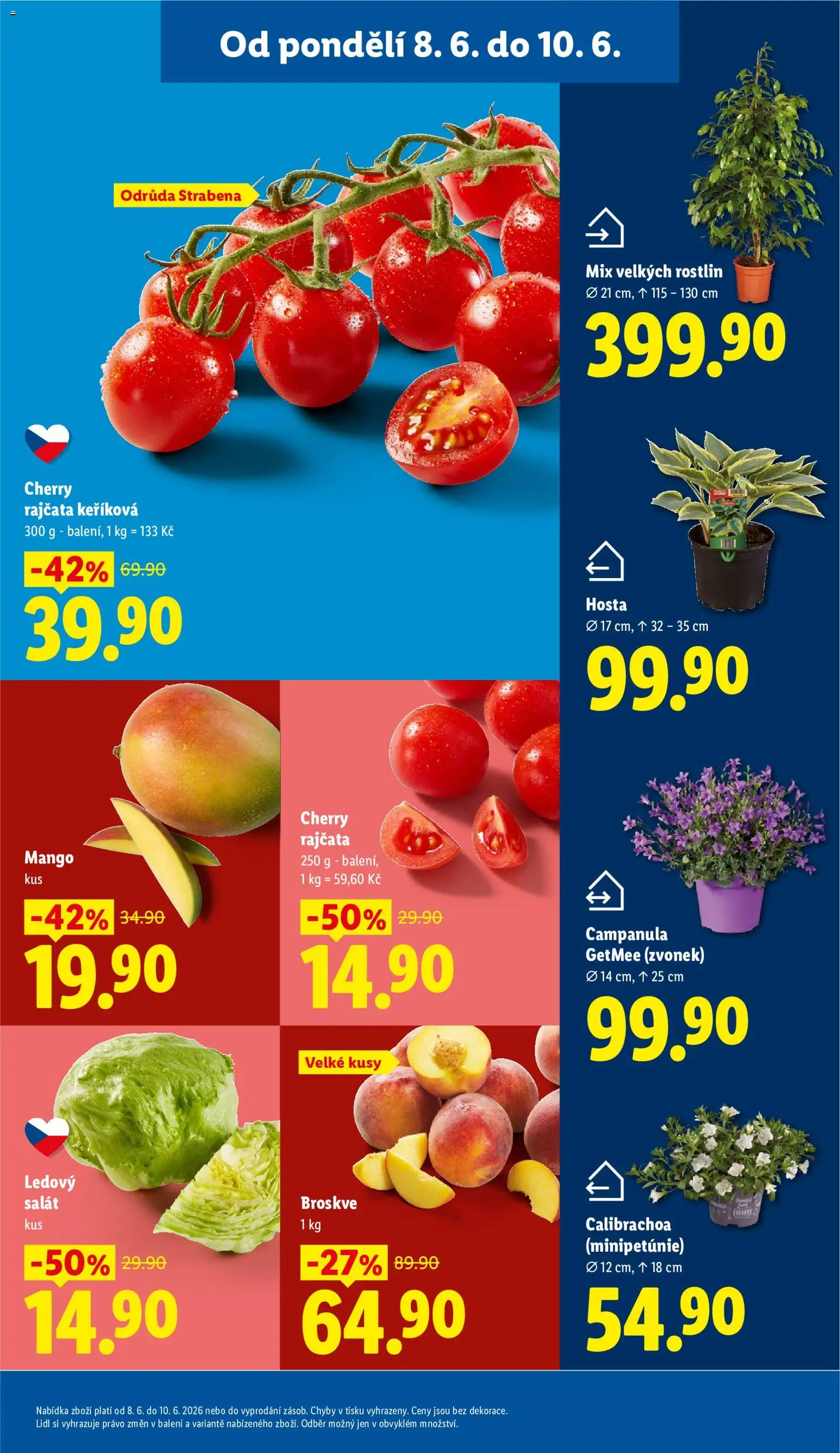 Lidl leták od 08.06.2026 | Strana: 13 | Produkty: Cherry rajčata, Broskve, Zvonek, Ledový salát