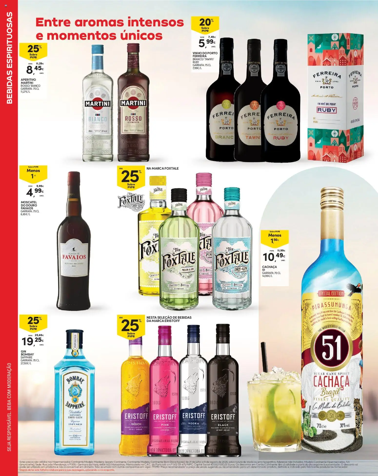 Continente Madeira │ válido de 21/07/2026 | Página: 20 | Produtos: Cachaça, Vinho, Gin, Vodka