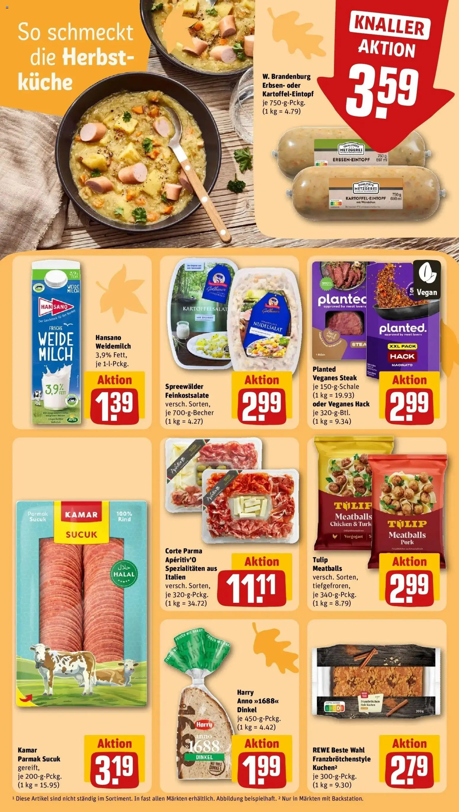 REWE Prospekt ab 19.10.2026 zum Blättern » Angebote | Seite: 21 | Produkte: Milch, Joghurt, Spezialitäten, Erbsen