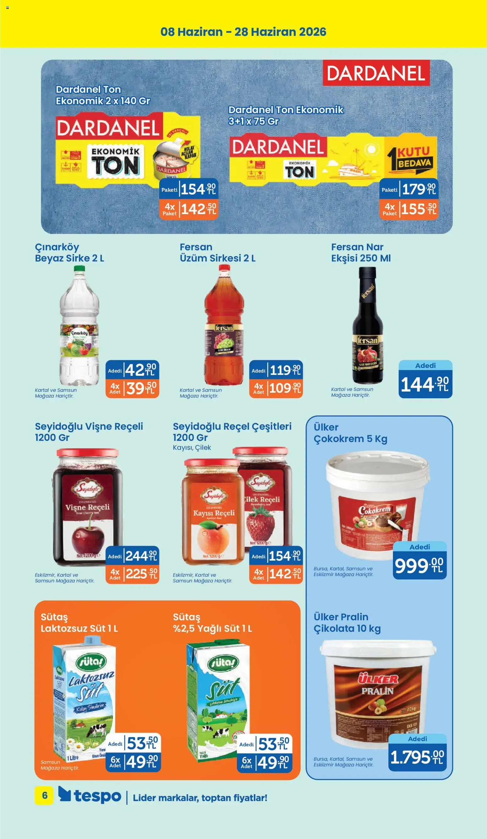 Tespo Katalog - 08.06.2026 tarihinden itibaren geçerlidir | Sayfa: 6 | Ürünler: Süt, Çikolata, Vişne, Üzüm