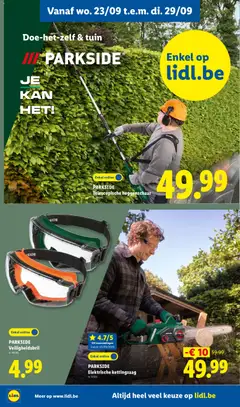 Lidl Folder week Folder week 39 - Voorbeeld van een folder van Lidl, geldig van 21/09/2026 | Pagina: 26 | Producten: Kettingzaag, Heggenschaar, Elektrische kettingzaag, Trimmer