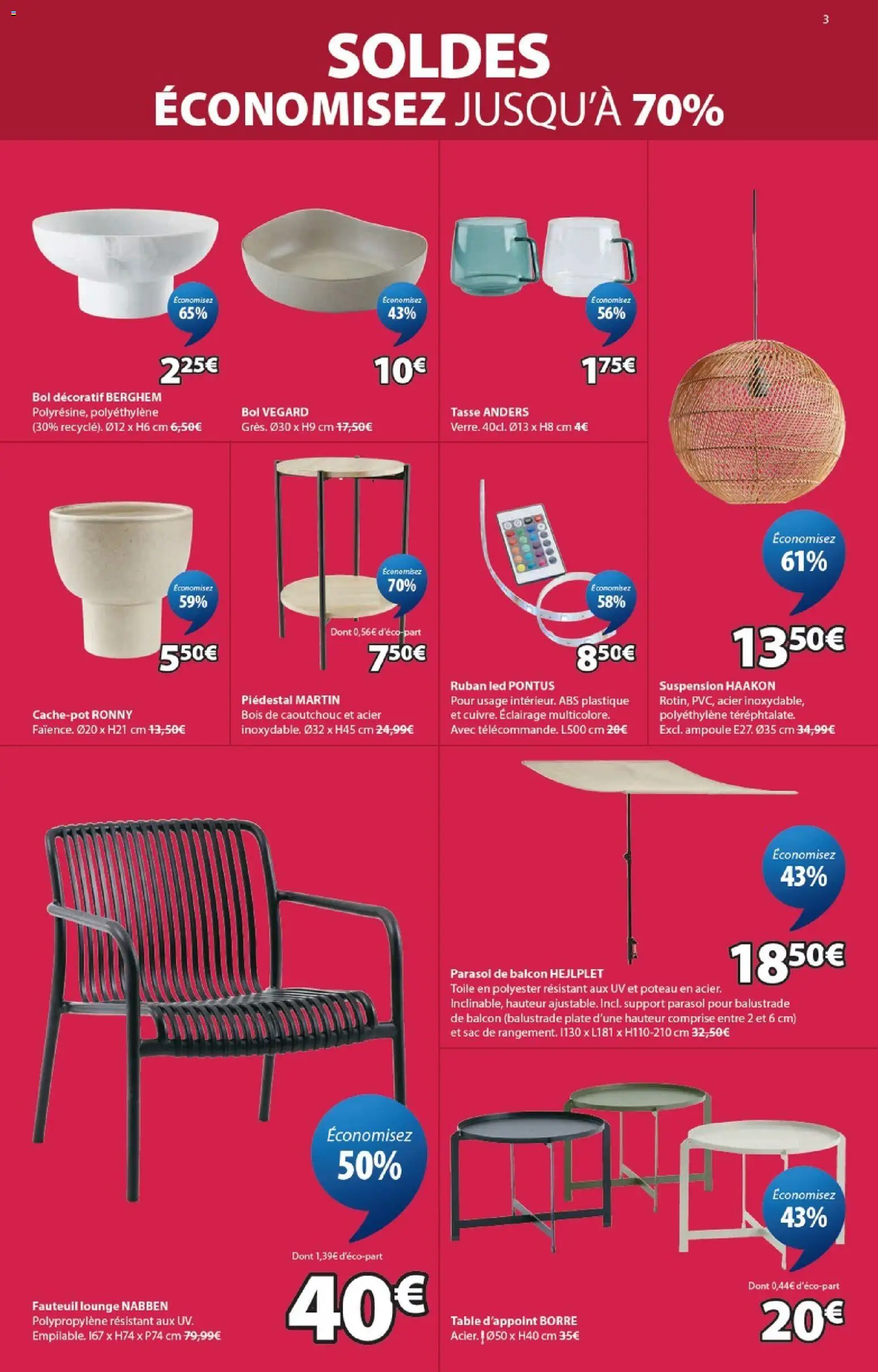 {H1} | Page: 3 | Produits: Bol, Fauteuil, Table, Parasol