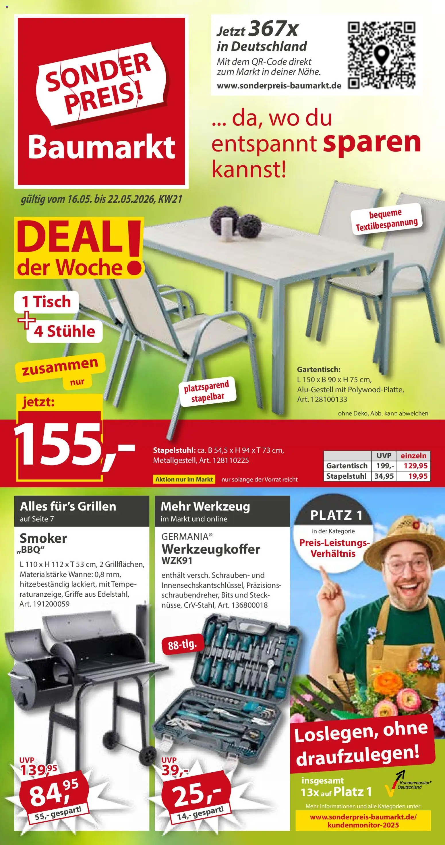 Sonderpreis Baumarkt Prospekt 	 – gültig ab 16.05.2026 | Seite: 1 | Produkte: Tisch
