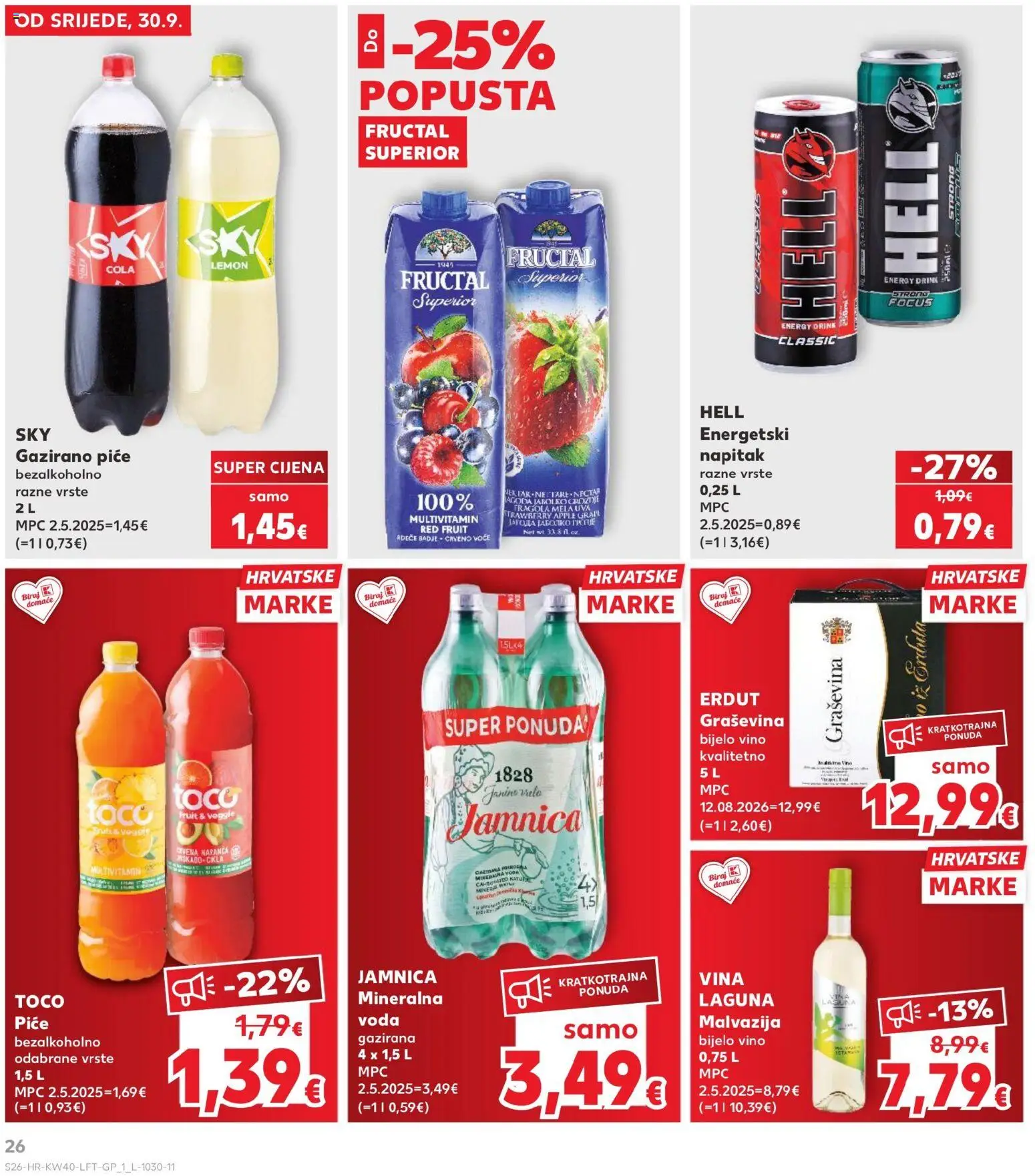 Kaufland katalog | vrijedi od 30.09.2026 | Stranica: 26 | Proizvodi: Mineralna voda, Voda, Voće, Multivitamin