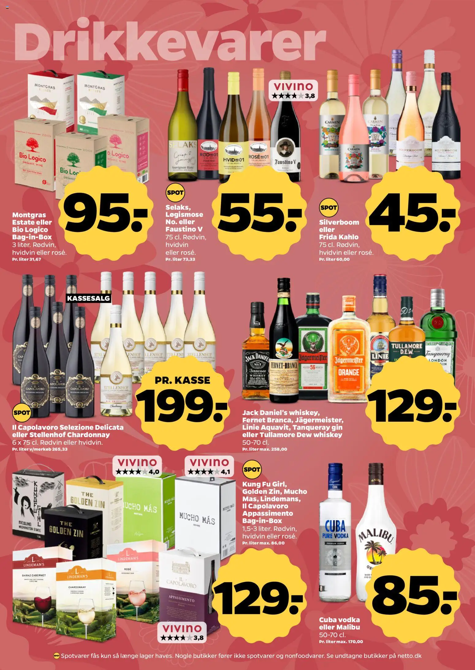Netto tilbudsavis – gyldig fra 01/08/2026 | Side: 22 | Produkter: Gin, Vodka, Rødvin, Jack Daniel's
