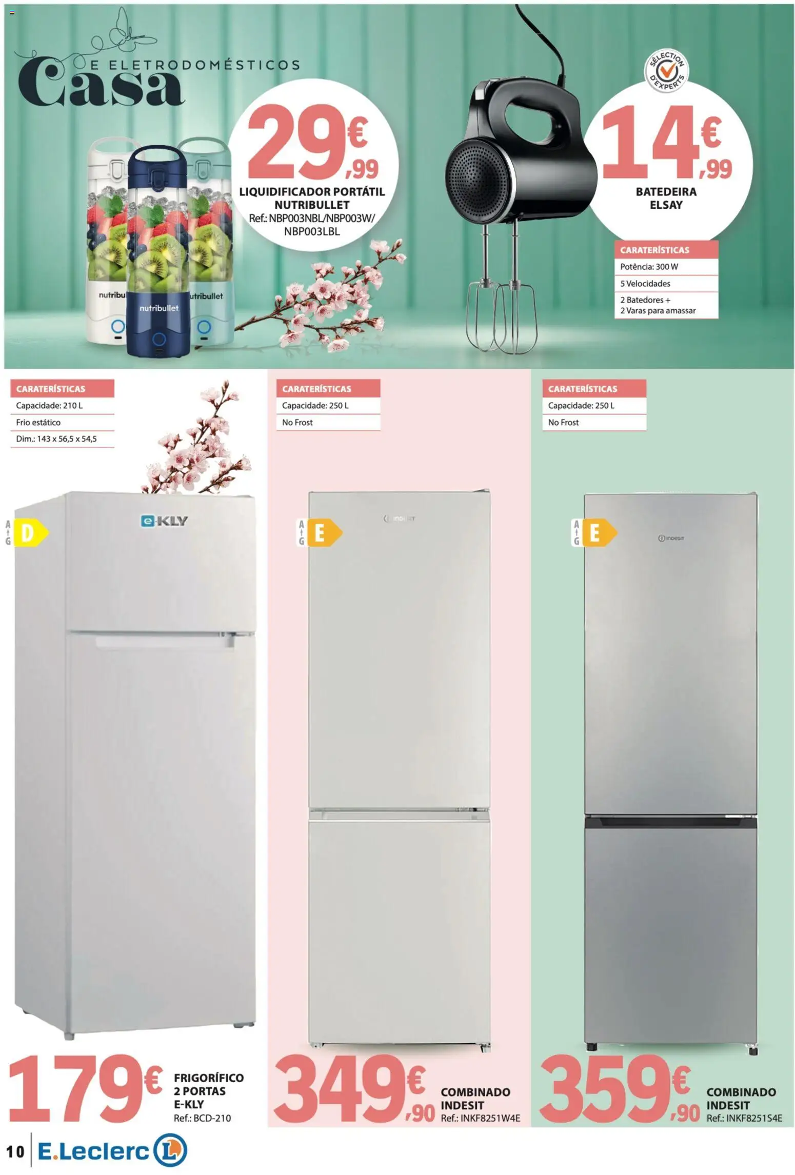 E.Leclerc folheto Especial Bebidas de Verão │ válido de 14/07/2026 | Página: 10 | Produtos: Frigorífico, Batedeira, Portas, Liquidificador