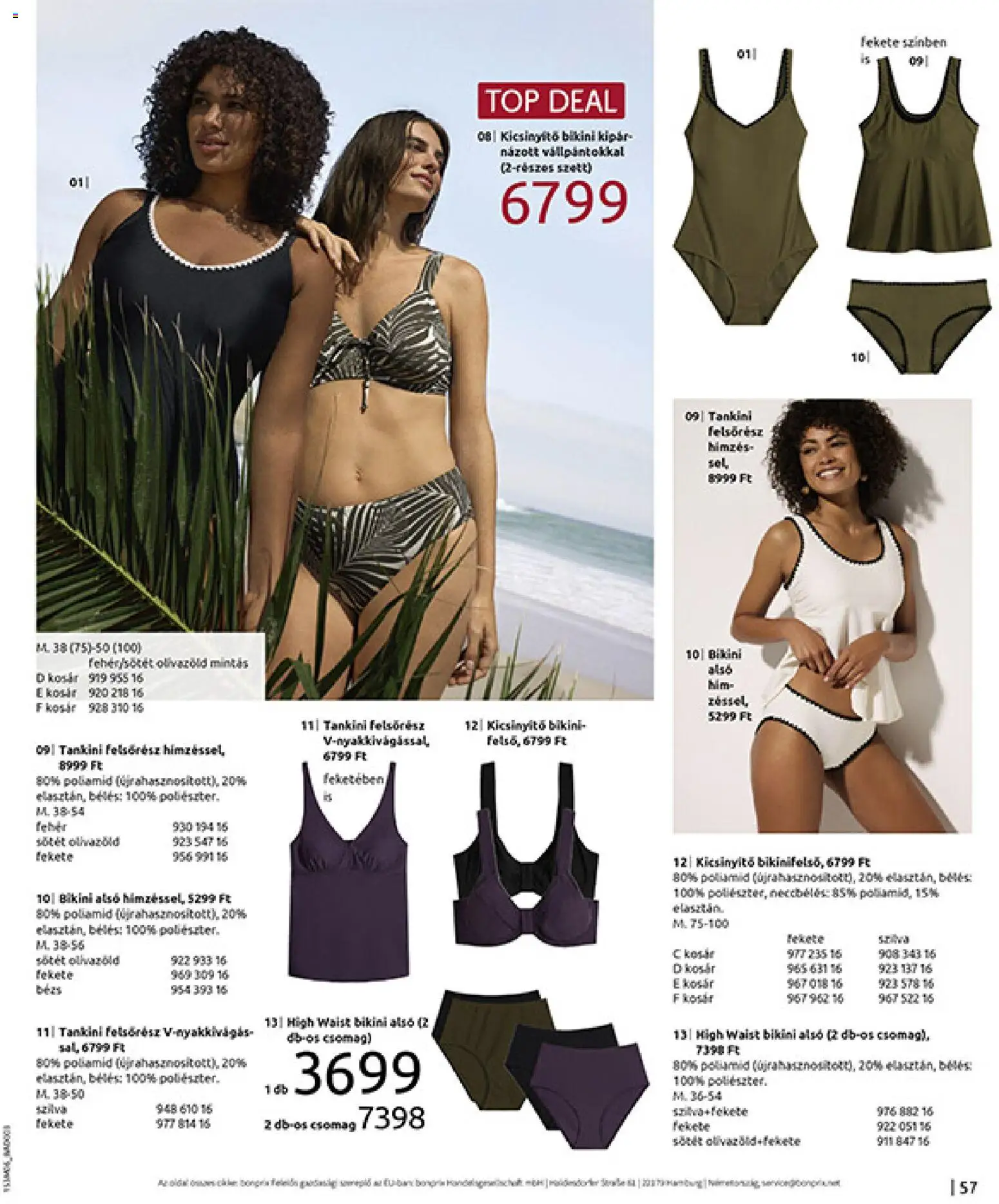 Bonprix akciós ujság - amely érvényes a következő dátumtól: 16.06.2026 | Oldal: 59 | Termékek: Bikini, Tankini, Kosár, Tankini felsőrész