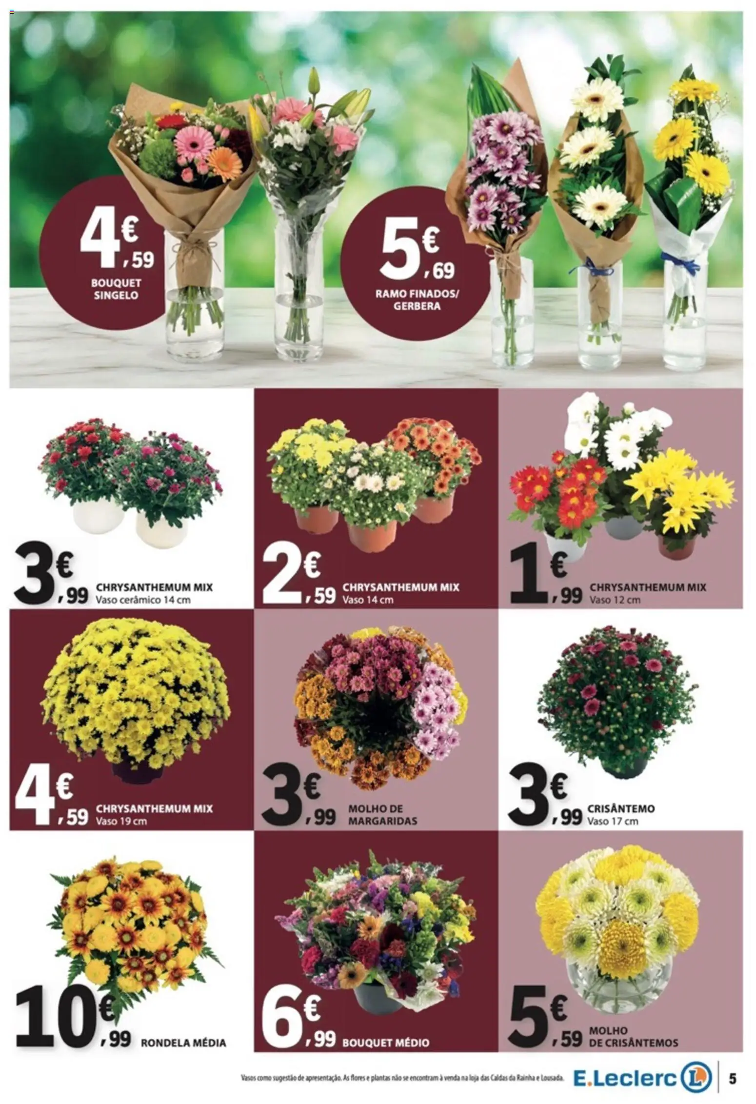 E.Leclerc folheto Não Alimentar │ válido de 22/10/2026 | Página: 5 | Produtos: Flores, Vaso, Gerbera