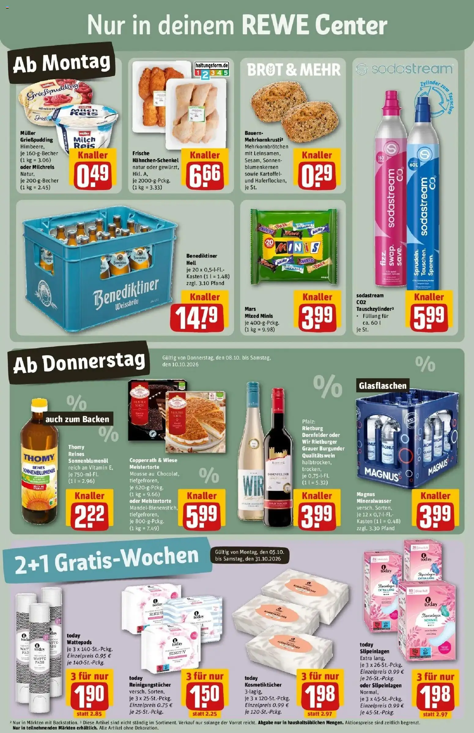 REWE Prospekt ab 05.10.2026 zum Blättern » Angebote | Seite: 5 | Produkte: Grieß, Sonnenblumenol, Twix, Sodastream