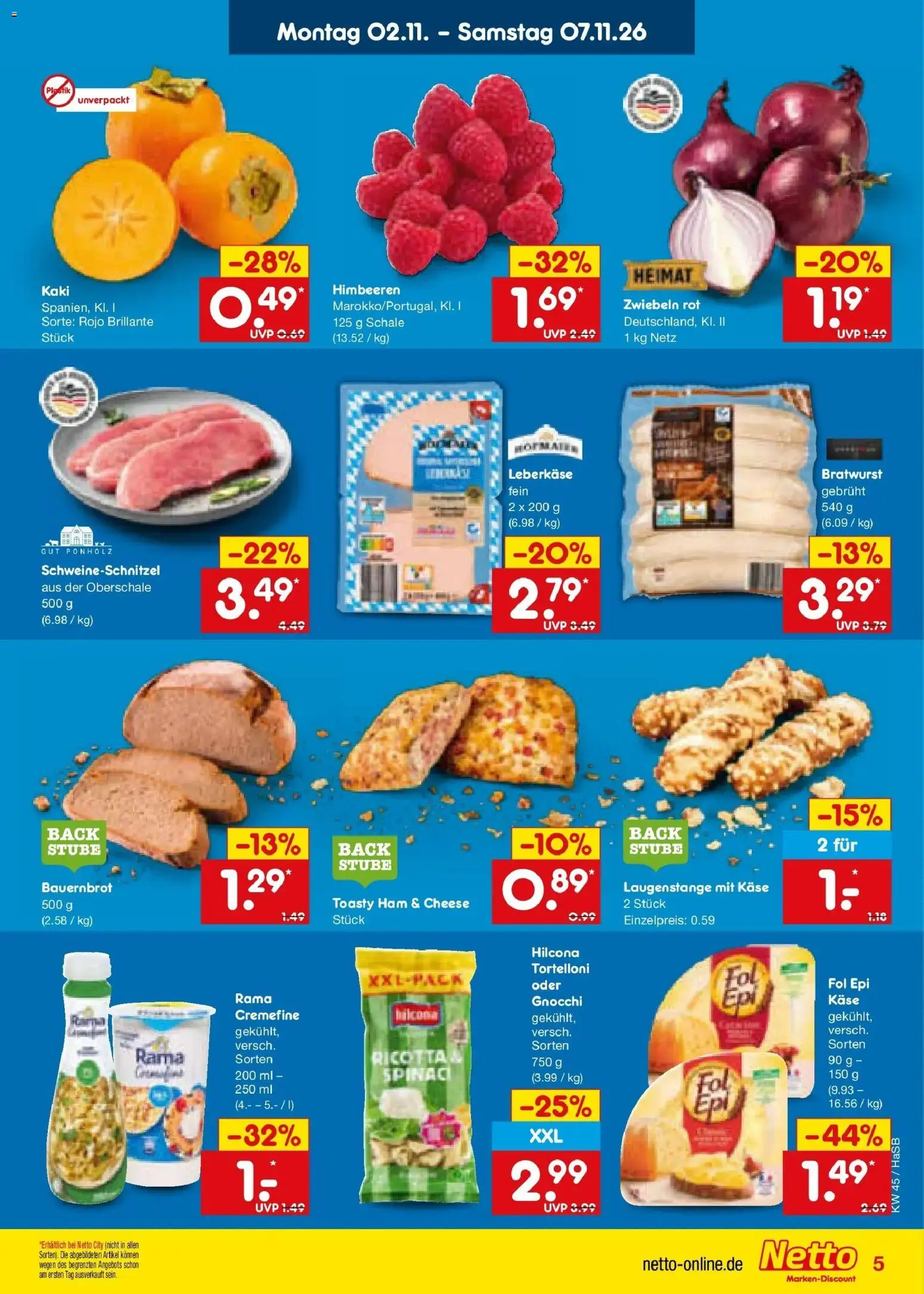 Netto Marken-Discount Prospekt Unna – gültig ab 02.11.2026 | Seite: 7 | Produkte: Himbeeren, Käse, Zwiebeln, Leberkase