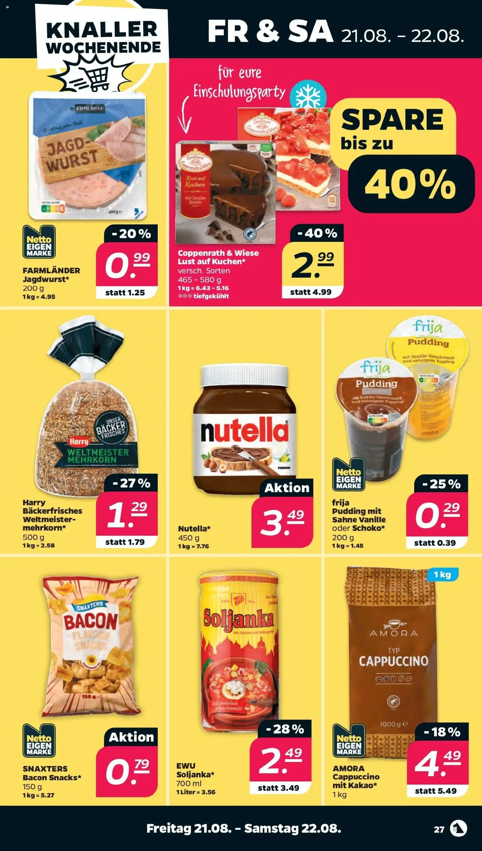 Netto - Netto APS : Wochenangebote ab 17.08.2026 → Angebote nächste Woche | Seite: 31 | Produkte: Nutella, Vanille, Wurst, Kuchen
