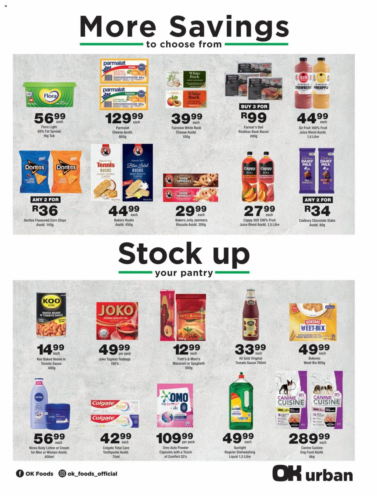 New OK Foods catalogue – valid from 28/07/2026 | Page: 3 | Products: Baked beans, Fruit, Sauce, Bacon