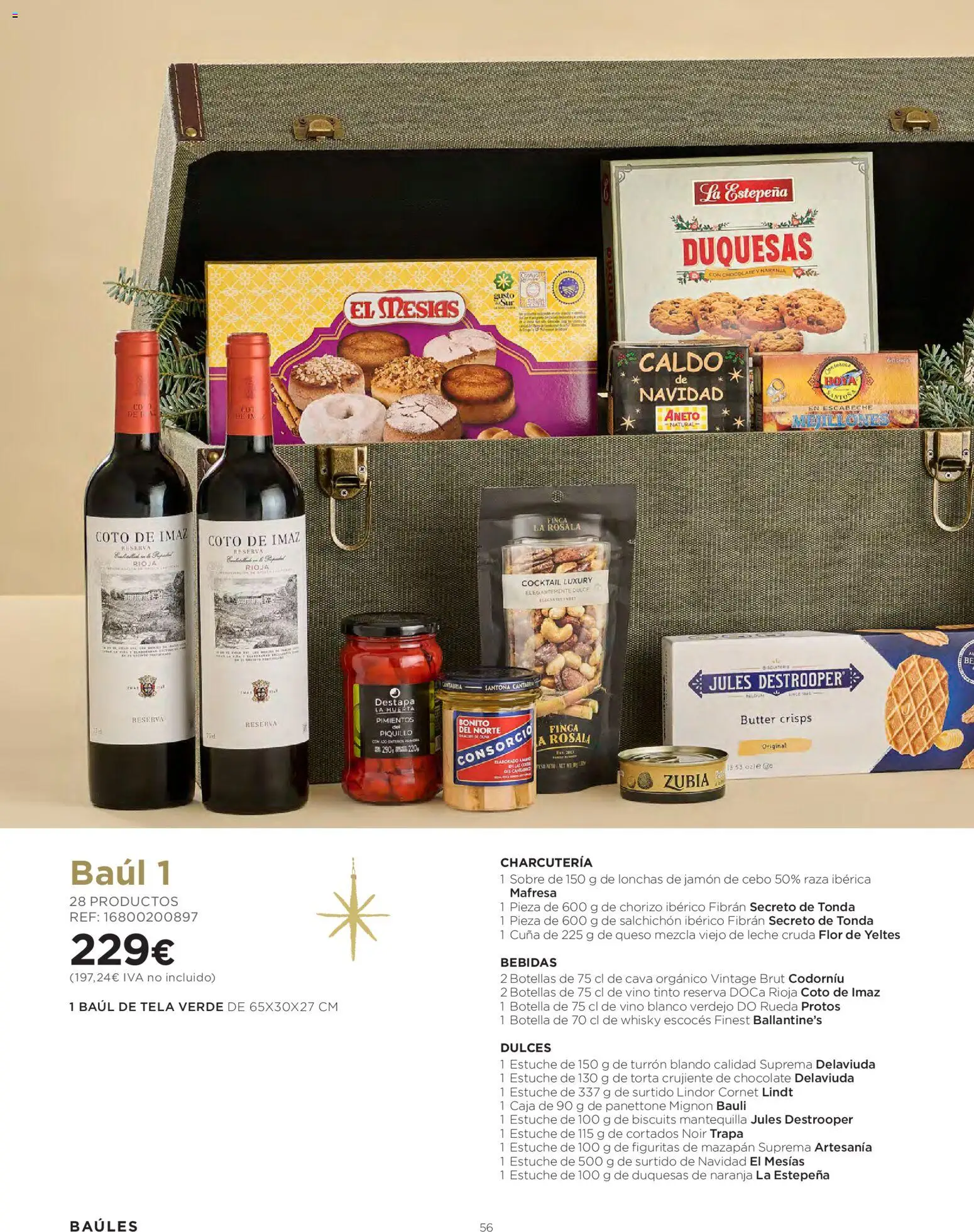 El Corte Inglés Cestas Navidad 2026 │ válido desde el 08/10/2026 | Página: 56 | Productos: Queso, Vino blanco, Dulces, Cuna