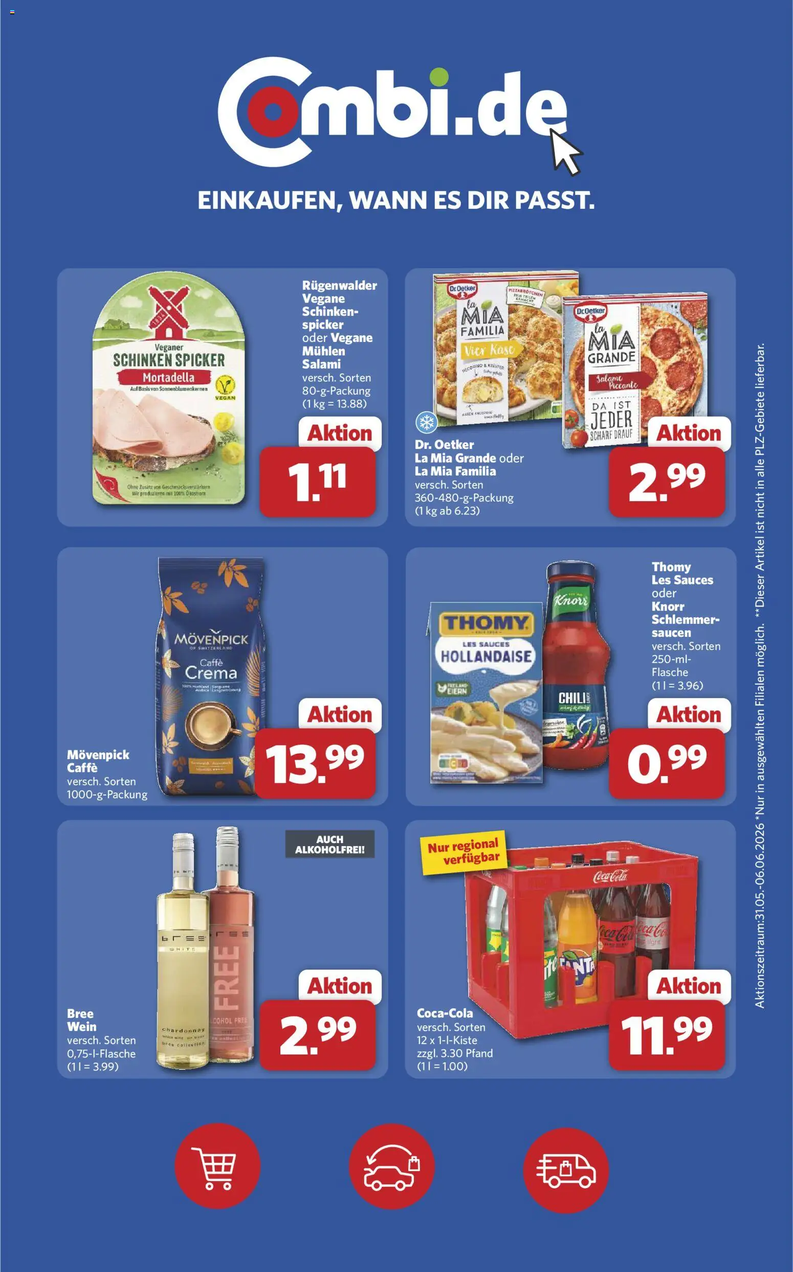 Combi Wochenknaller – gültig ab 31.05.2026 | Seite: 2 | Produkte: Cola, Salami, Schinken, Wein