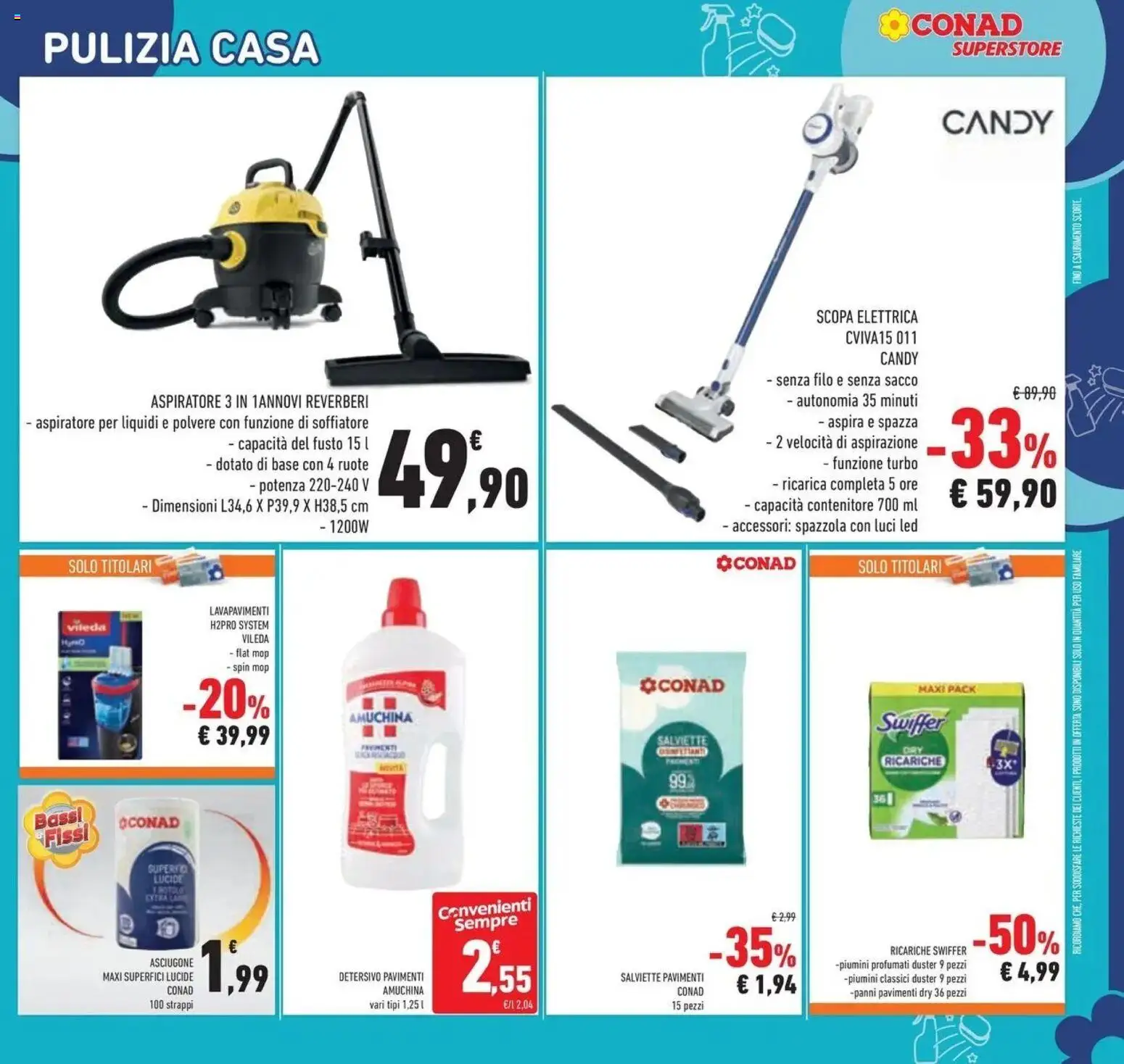 Volantino Conad dal 23/09/2026 > Anteprima | Pagina: 37 | Prodotti: Spazzola, Scopa elettrica, Scopa, Panni