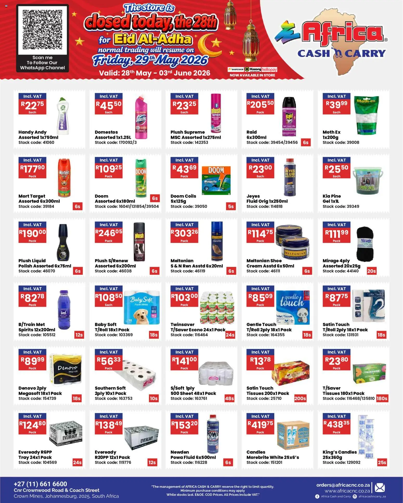 New Africa Cash & Carry catalogue – valid from 28.05.2026 | Page: 21 | Products: Tray, Toilet, Stock, Tissues