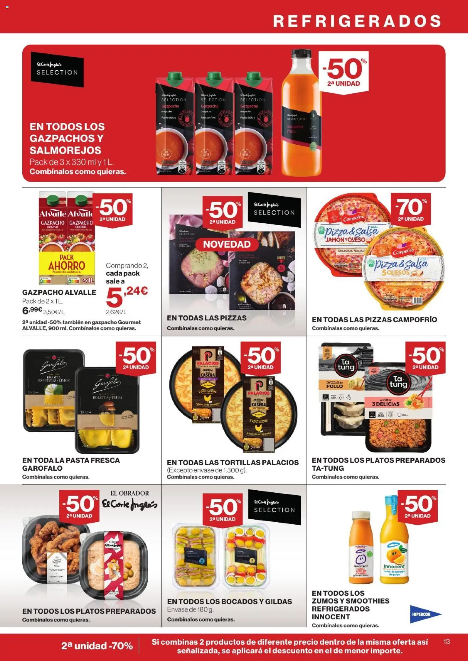 Hipercor catálogo │ válido desde el 10/09/2026 | Página: 13 | Productos: Jamón, Pasta, Zumo, Gazpacho