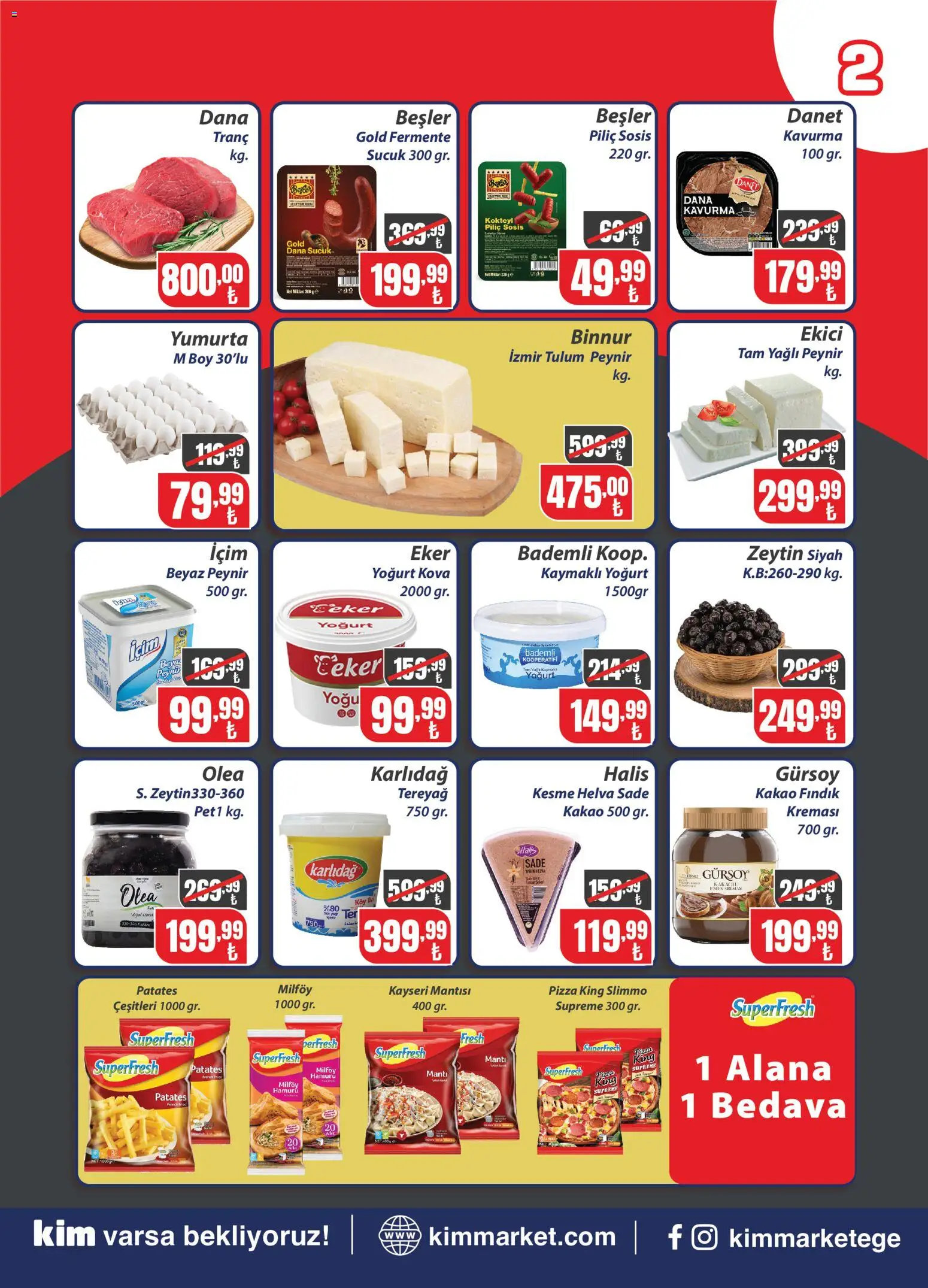 Kim Market Katalog - Yeni Mağaza Açılış Özel - 27 Temmuz 2026 tarihinden itibaren geçerlidir | Sayfa: 2 | Ürünler: Peynir, Fındık, Patates, Sosis