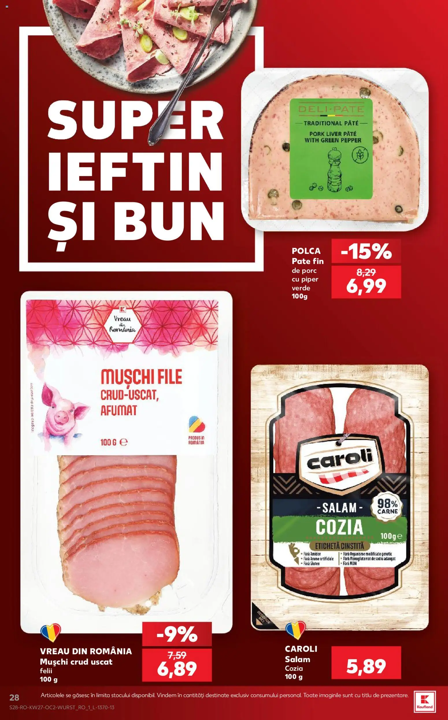Noul catalog Kaufland – valabil de la 01.07.2026 | Pagină: 28 | Produse: Pate, Salam, Piper