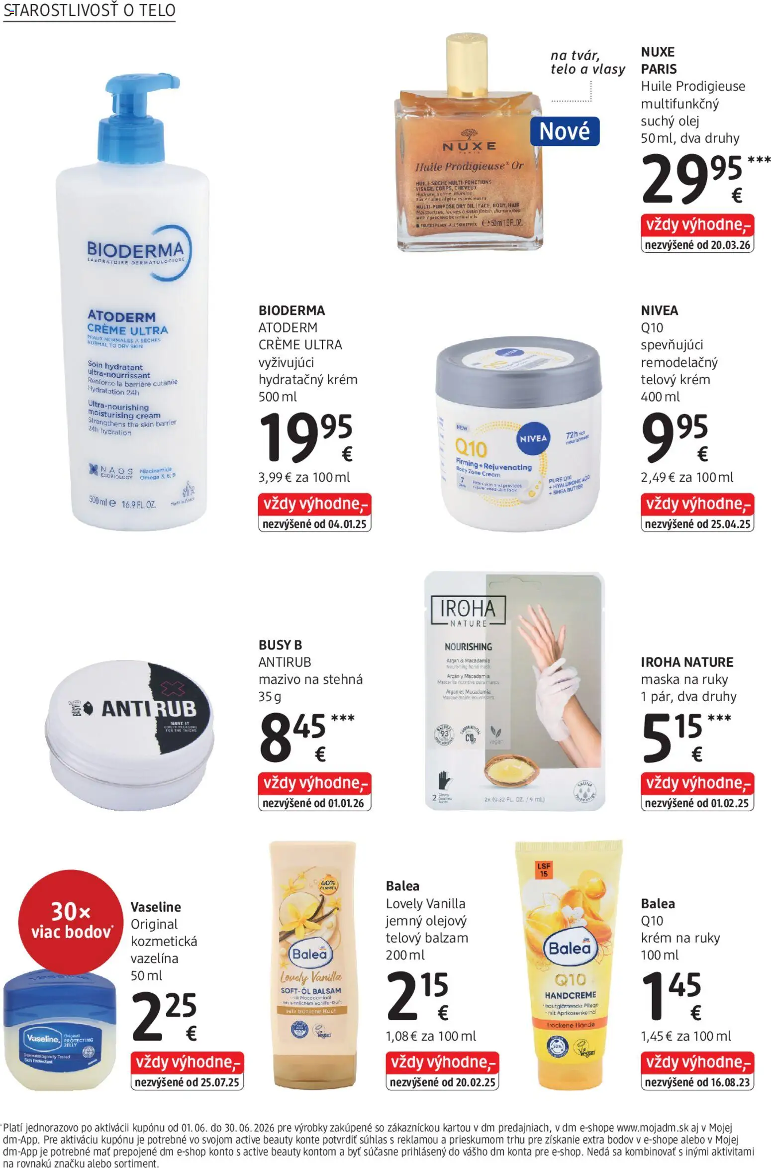 Nové dm drogerie akcie – leták je platný od 01.06.2026 | Strana: 14 | Produkty: Nivea, Maska, Telový krém, Bioderma