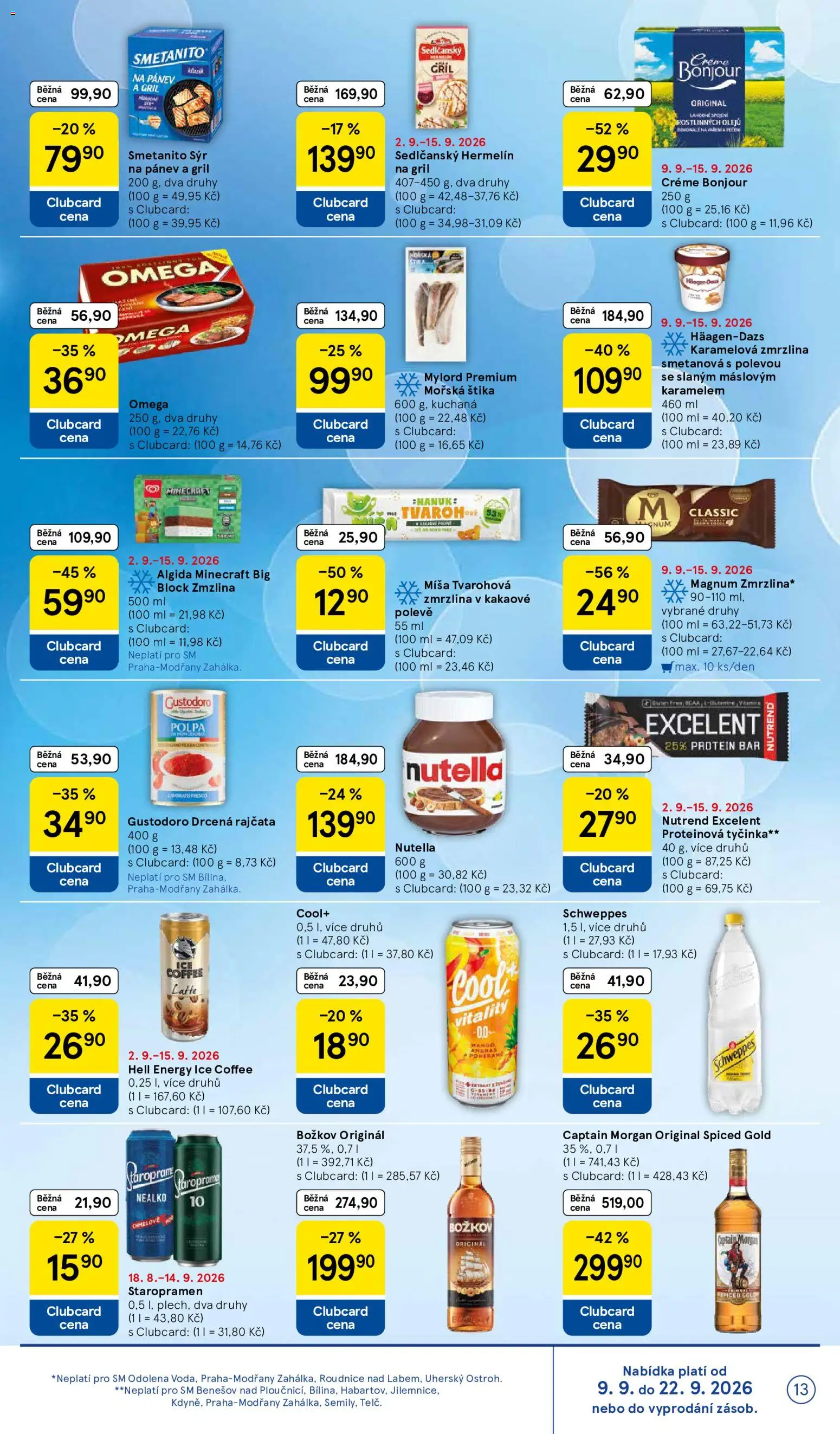 Tesco leták - Supermarket od 09.09.2026 | Strana: 13 | Produkty: Nanuk, BCAA, Hermelín, Hermelín na gril
