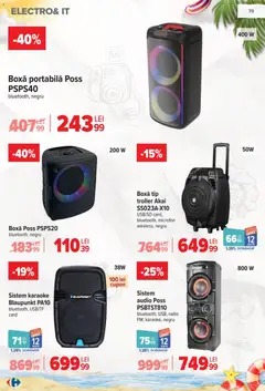 Ofertele Carrefour valabile de la 17.06.2026 | Pagină: 80 | Produse: Audio, Radio, Microfon, Boxă portabilă