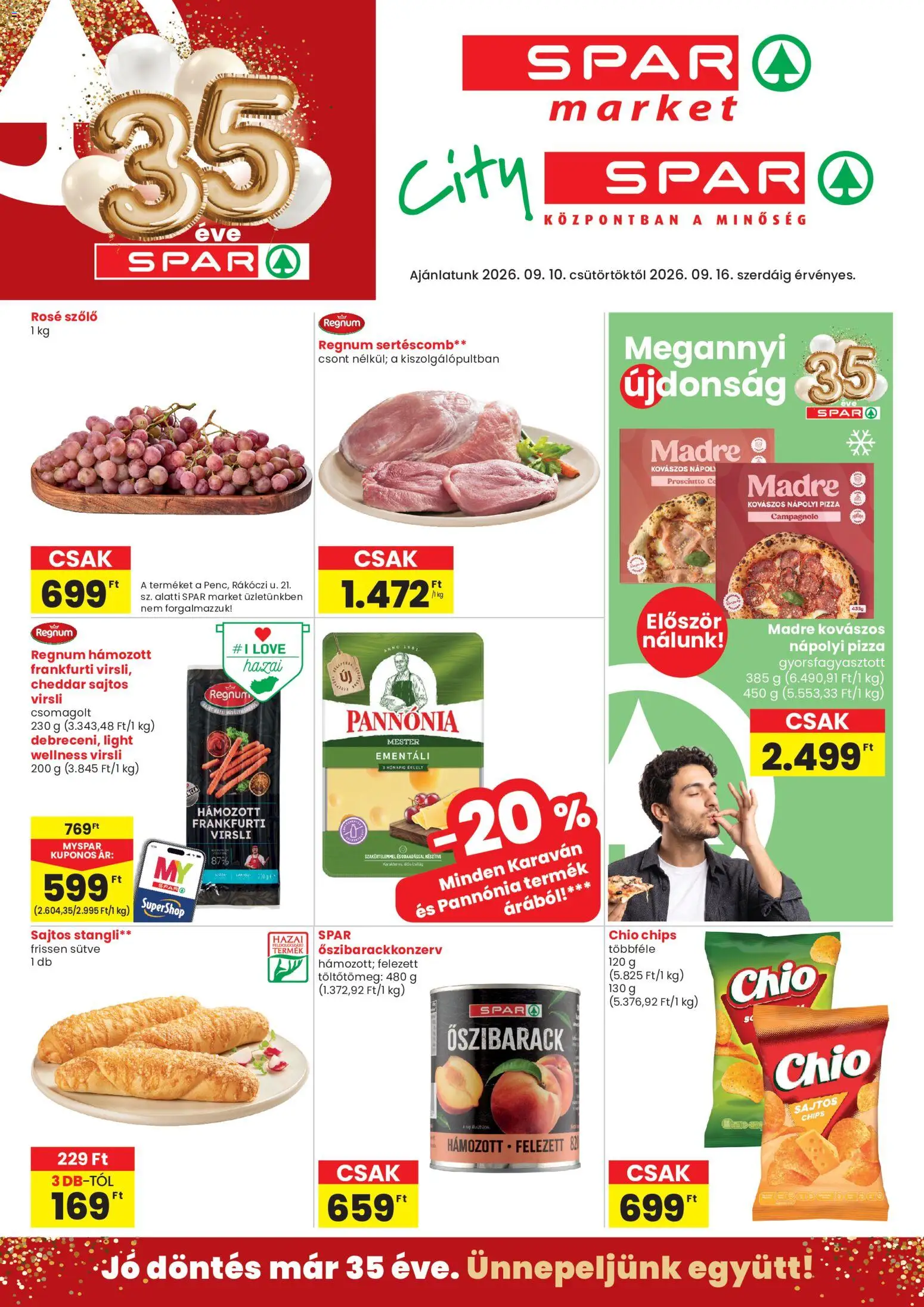 Spar akciós ujság - amely érvényes a következő dátumtól: 2026.09.10. | Oldal: 1 | Termékek: Szőlő, Chips, Stangli, Rosé