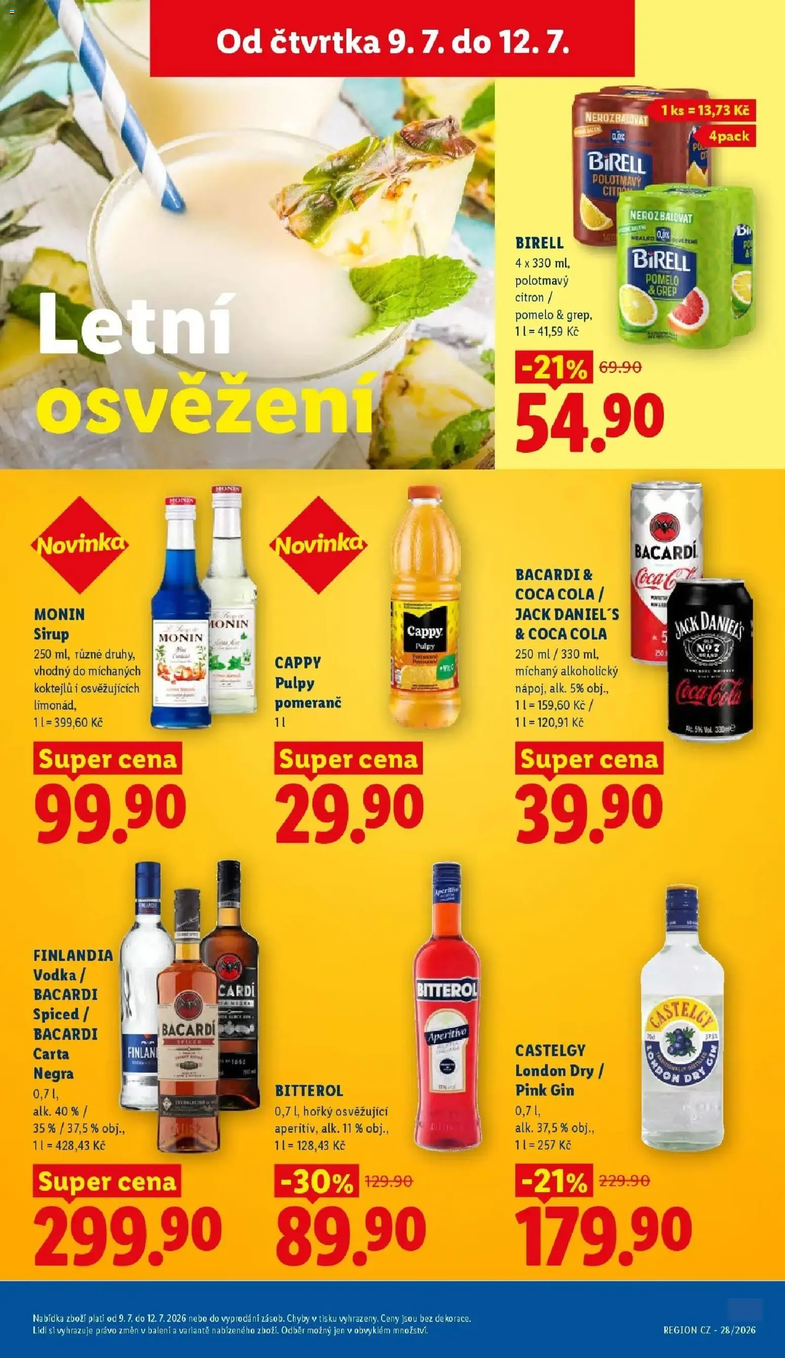 Lidl aktuální leták od 09.07.2026 | Strana: 23 | Produkty: Birell, Gin, Coca cola, Finlandia vodka