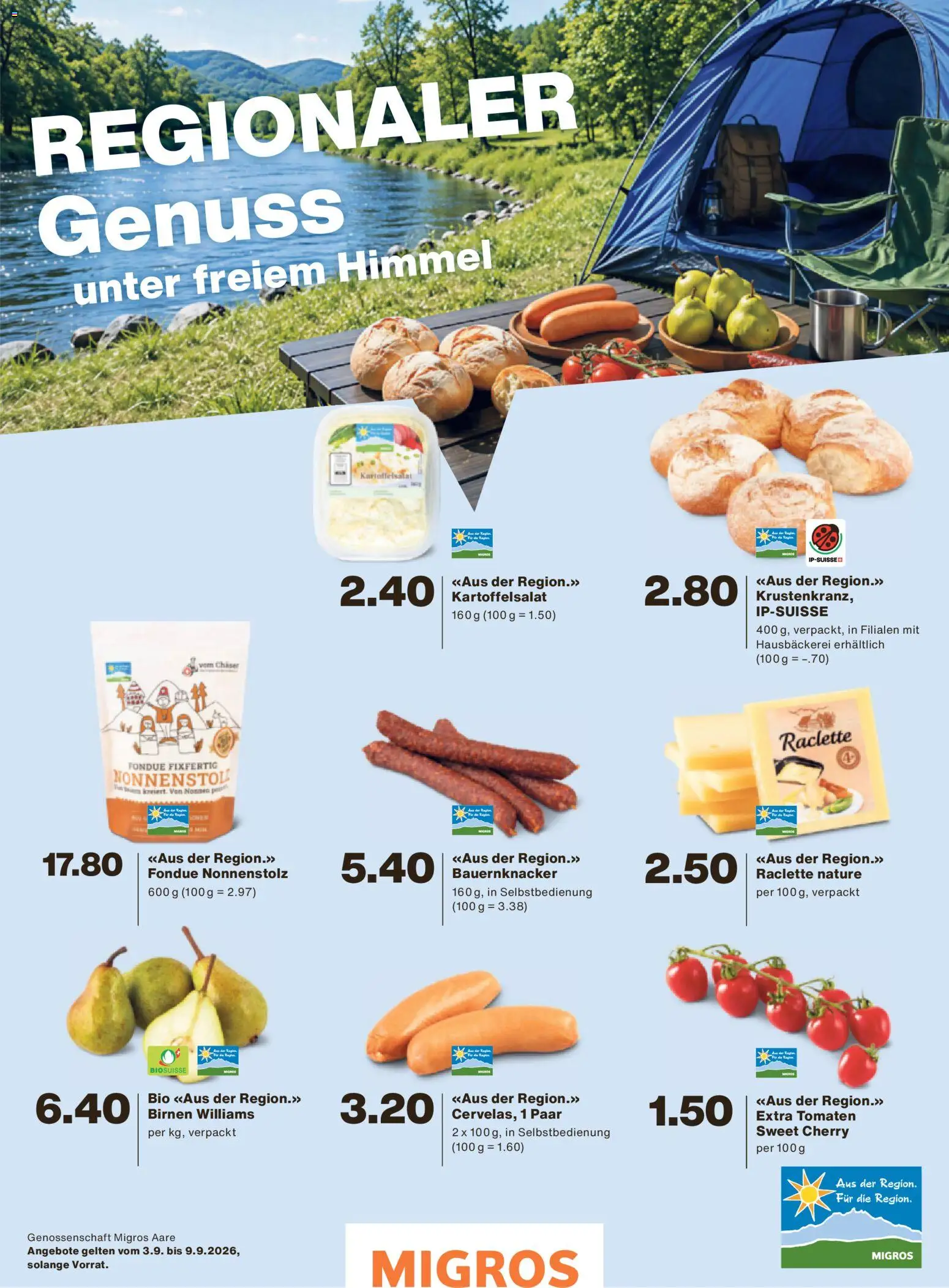 Migros aktionen Magazin – gültig ab 02.09.2026 | Seite: 34 | Produkte: Tomaten, Raclette, Fondue, Birnen