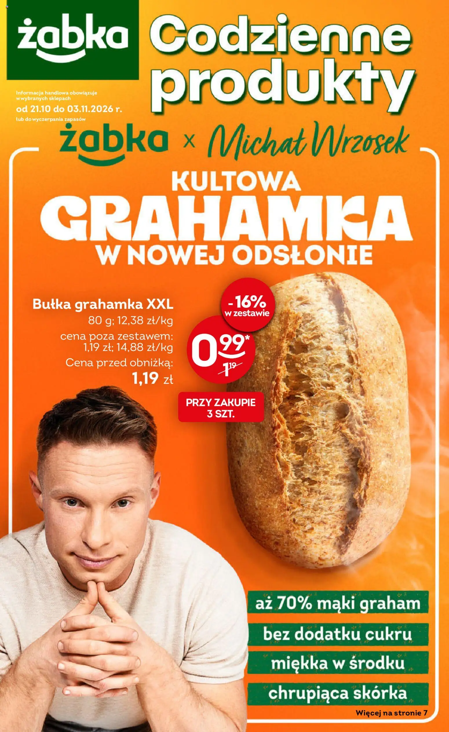 Żabka gazetka - Codzienne produkty od 21.10.2026 | Strona: 1 | Produkty: Bułka, Bułka grahamka