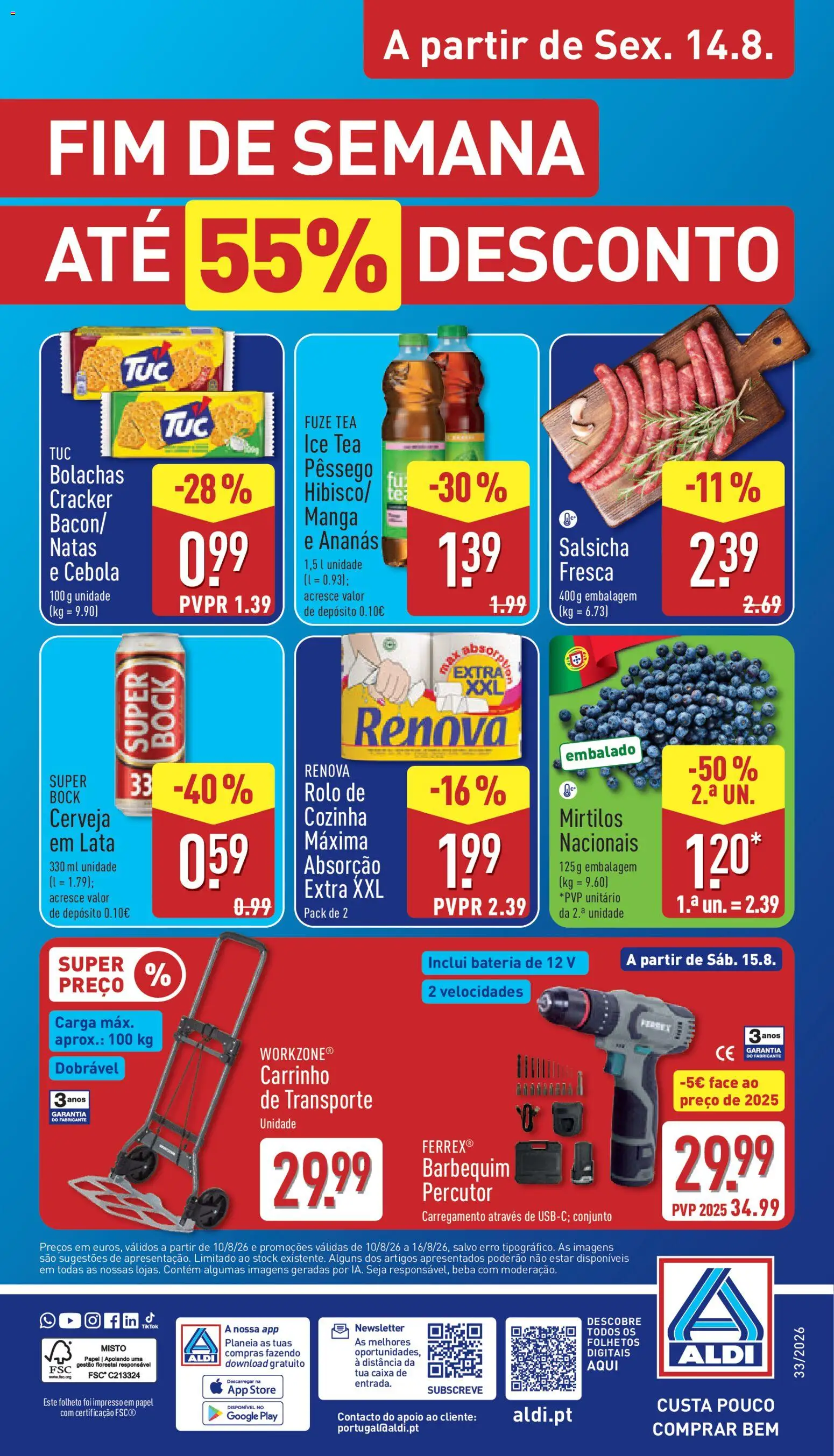 Aldi folheto │ válido de 10/08/2026 | Página: 36 | Produtos: Bolachas, Super bock, Cebola, Natas