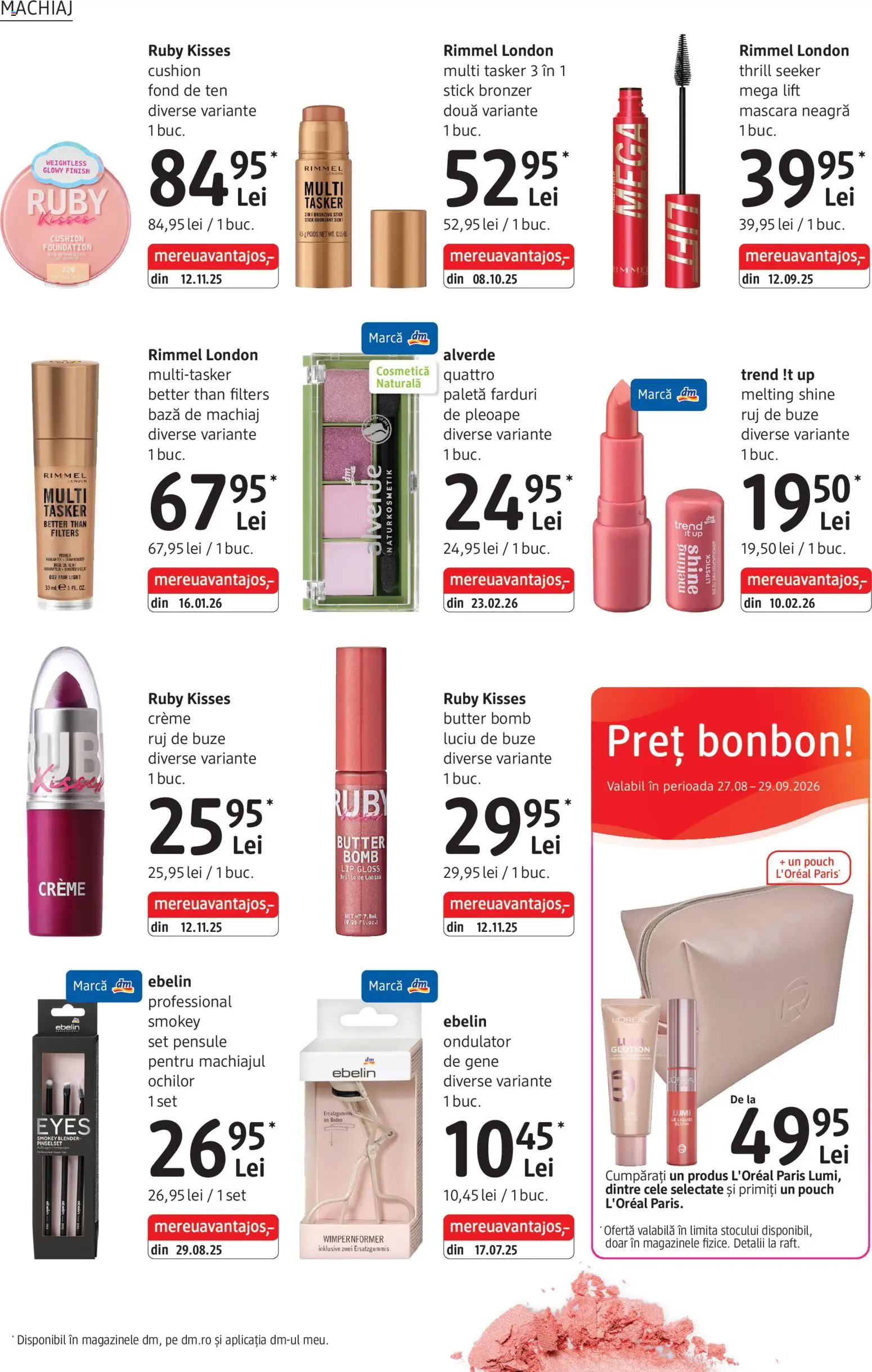 Noul catalog DM drogeriemarkt – valabil de la 27.08.2026 | Pagină: 8 | Produse: Bază de machiaj, Blush, Mascara, Luciu de buze