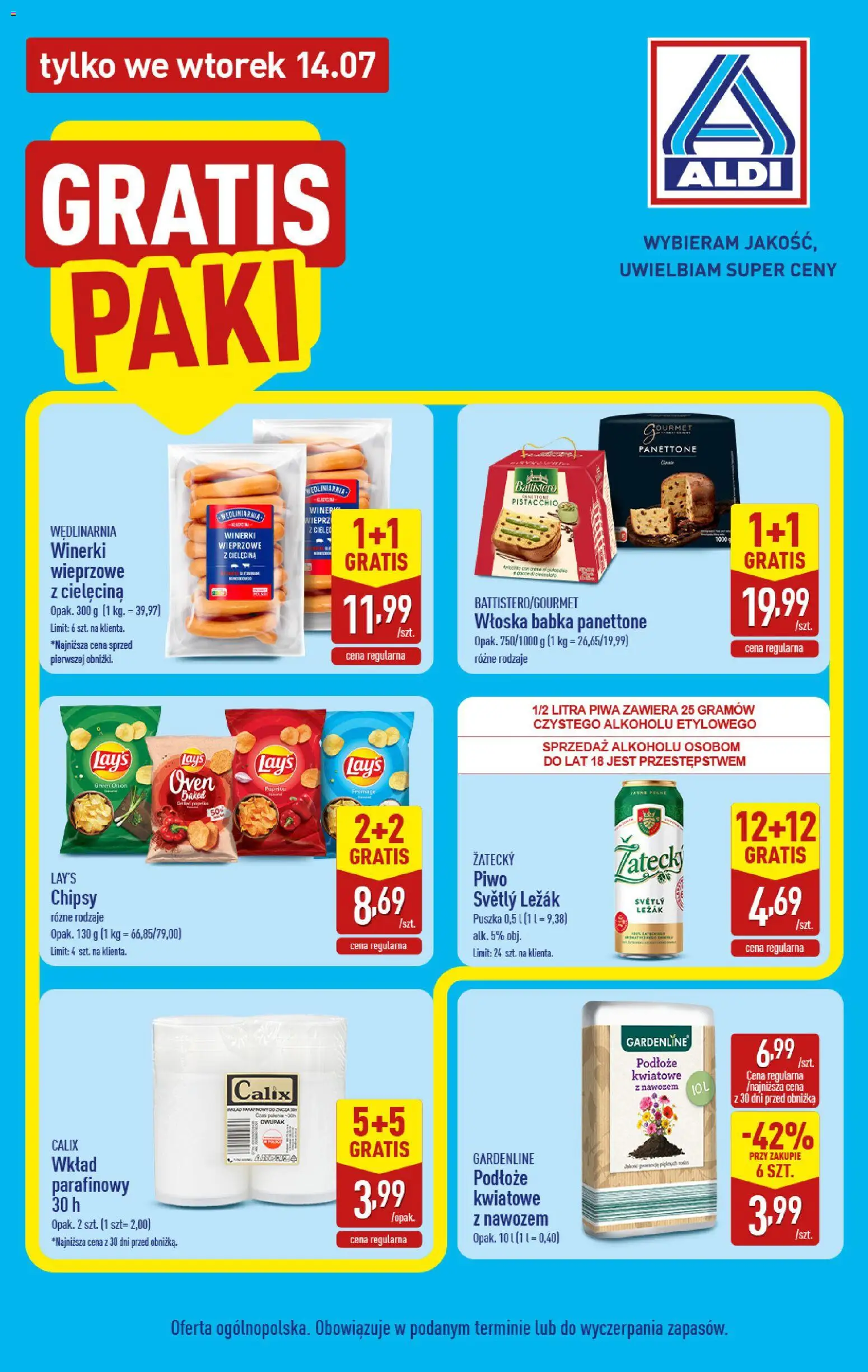 Aldi gazetka - Extra oferta od 14.07.2026 | Strona: 2 | Produkty: Chipsy, Lays, Babka, Piwo